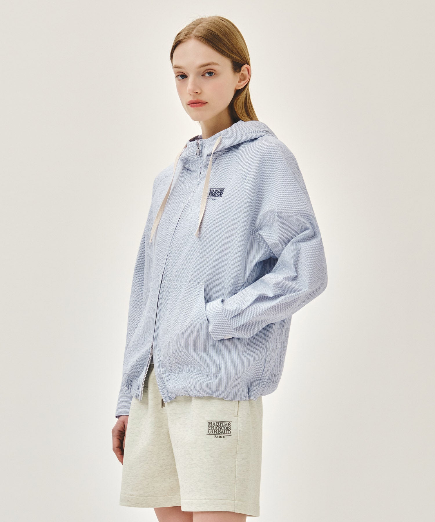 Marithe & Francois Girbaud - Classic Logo Hooded Pattern Jacket (Stripe) product image 5 | TRAB K-Fashion Australia