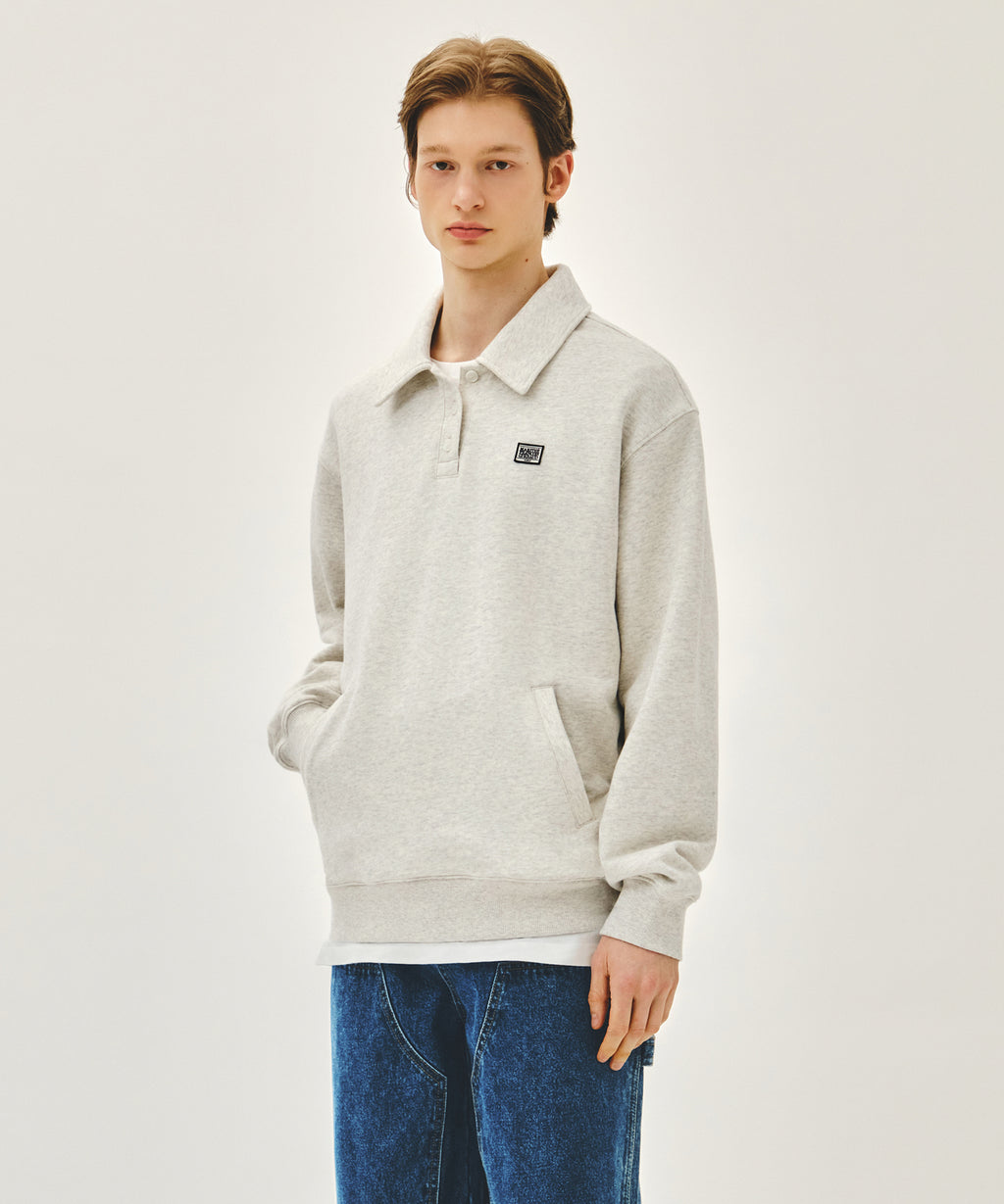 Marithe & Francois Girbaud - Classic Logo Wappen Collar Sweatshirt (Oatmeal) product image 2 | TRAB K-Fashion Australia