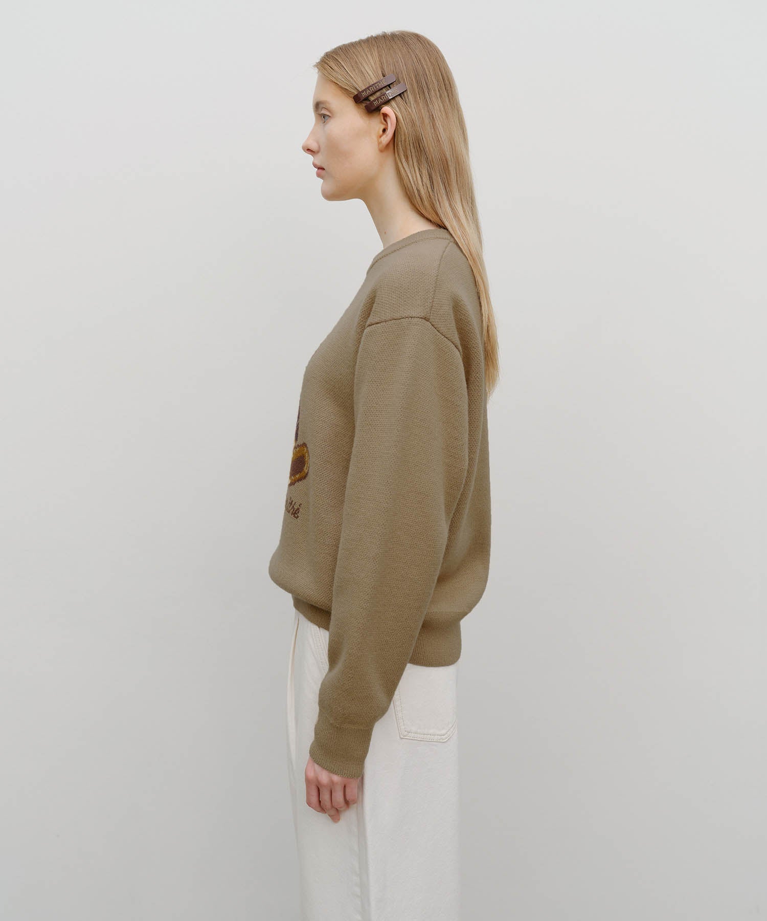 Marithe & Francois Girbaud - Doodle Bear Knit Pullover (Beige) product image 2 | TRAB K-Fashion Australia