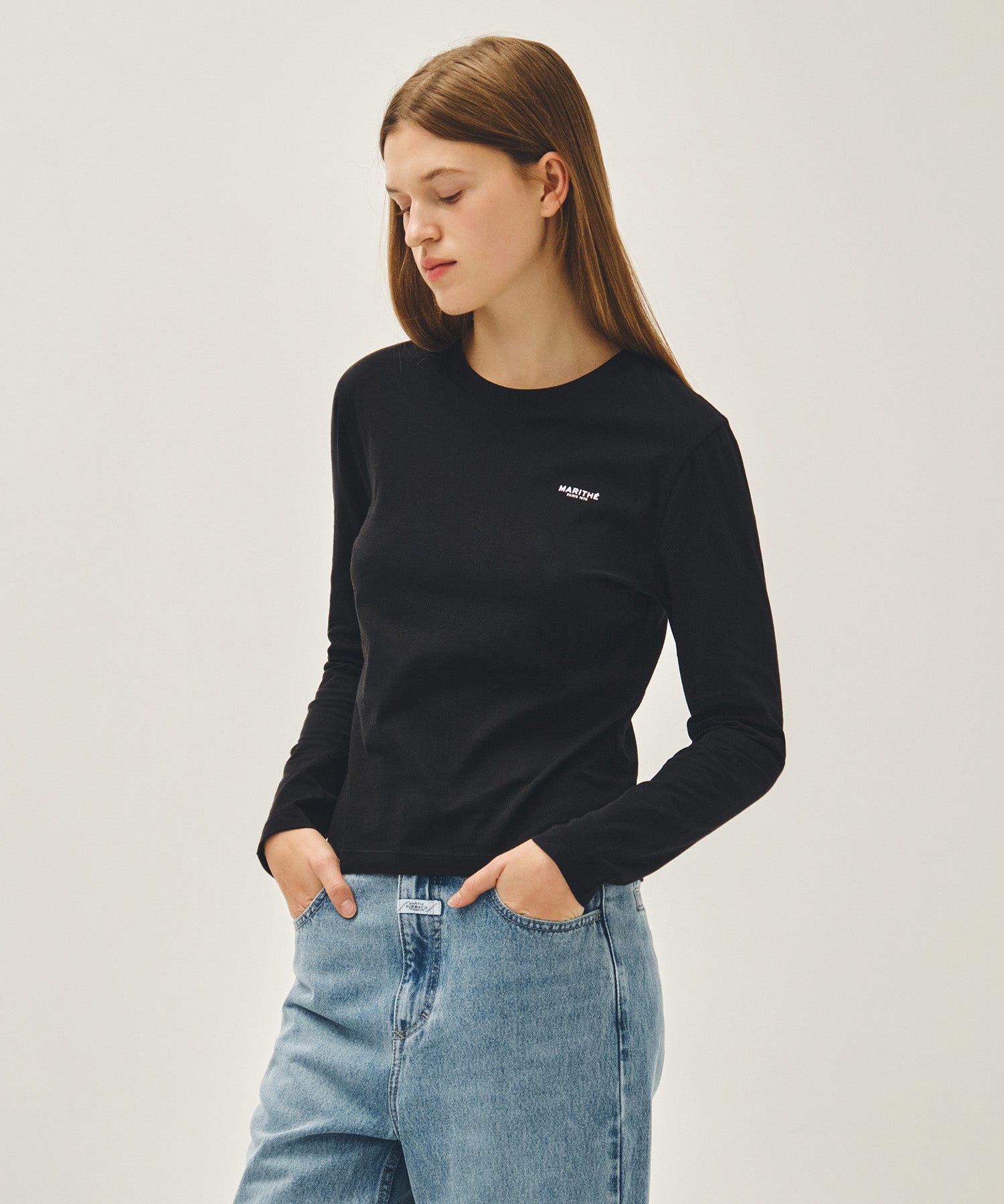 Marithe & Francois Girbaud - Regular Logo Long Sleeve Tee (Black) product image 2 | TRAB K-Fashion Australia