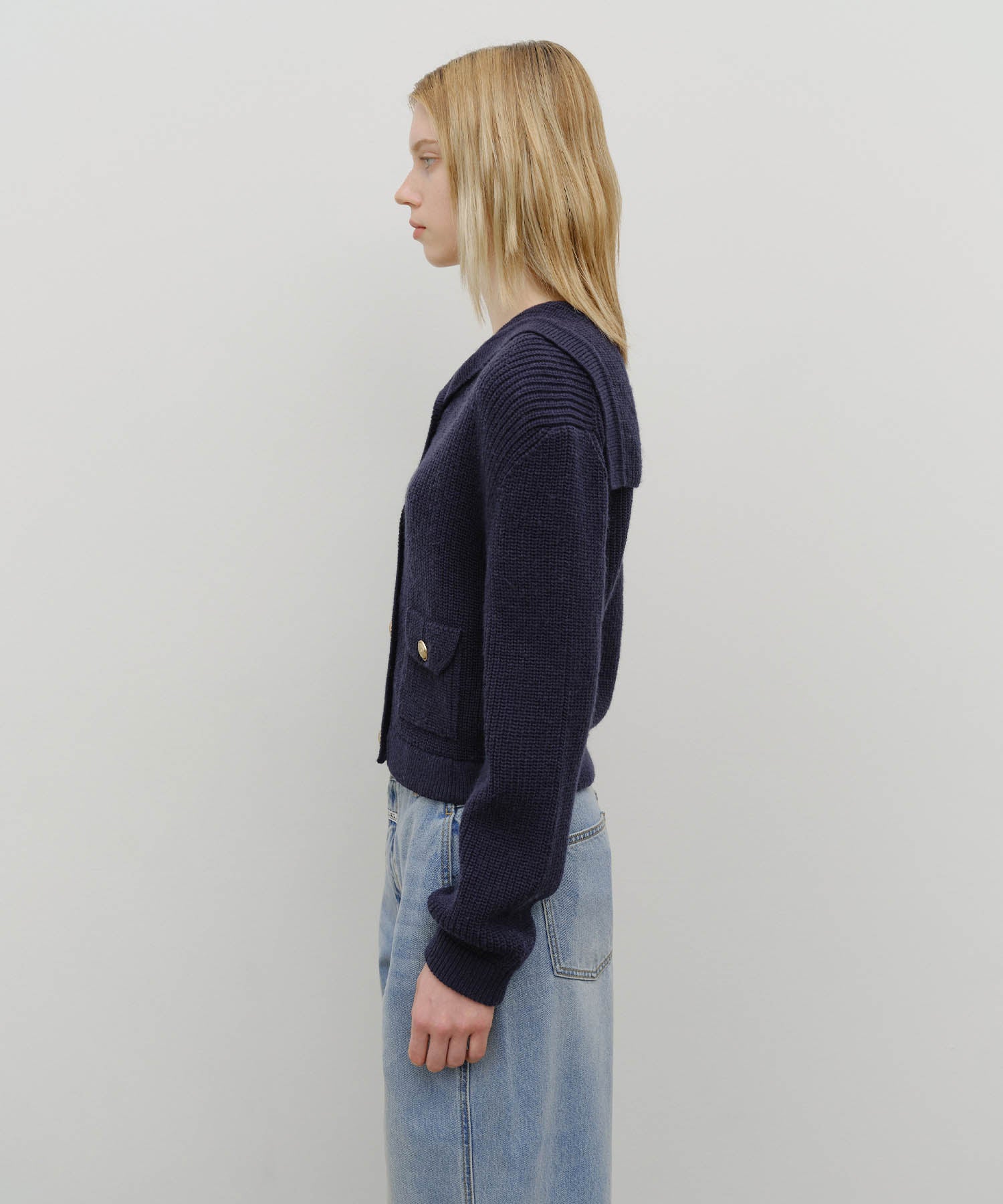 Marithe & Francois Girbaud - Sailor Rib Knit Cardigan (Navy) product image 2 | TRAB K-Fashion Australia