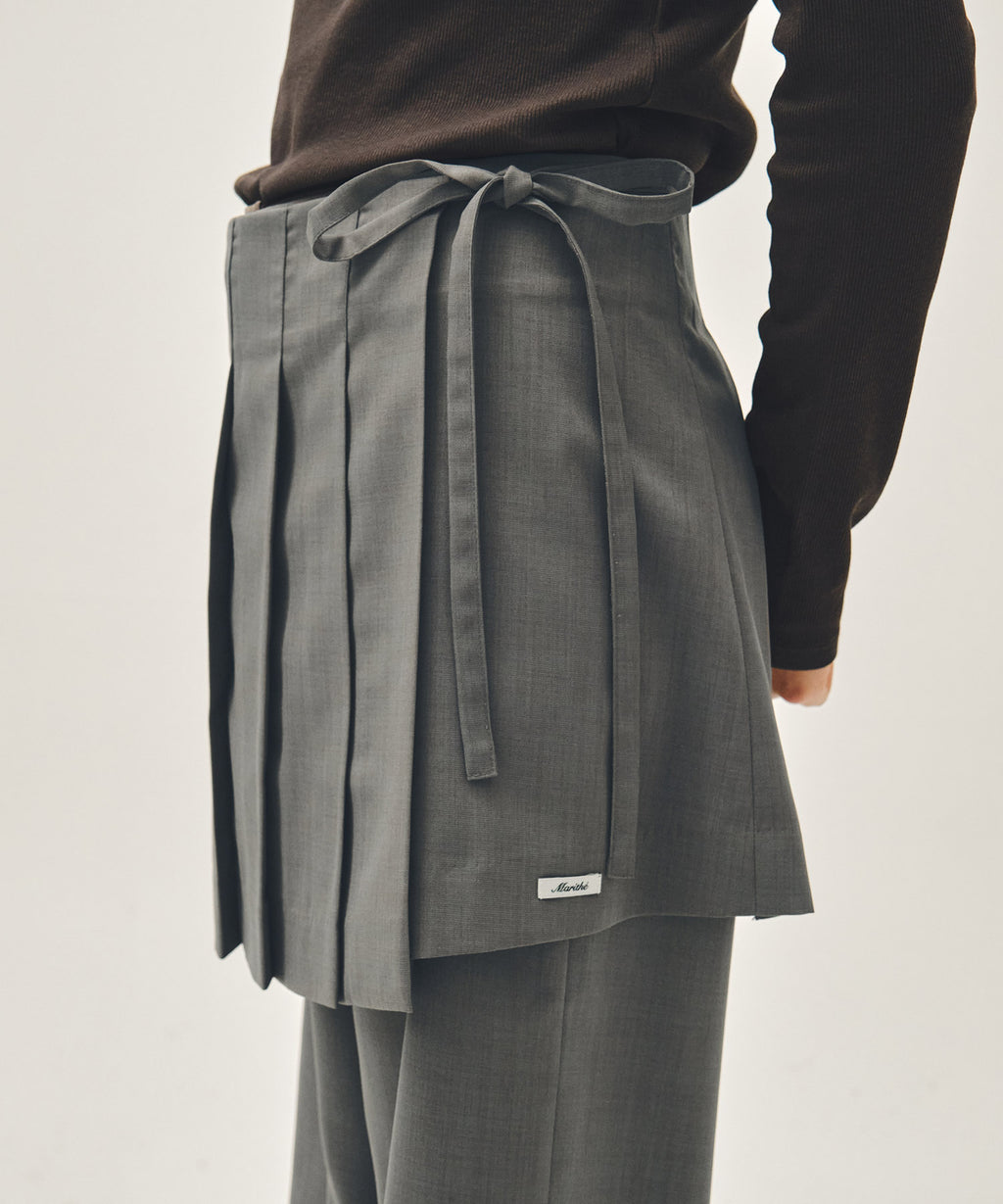 Marithe & Francois Girbaud - Layered Pleats Skirt Pants (Gray) product image 2 | TRAB K-Fashion Australia