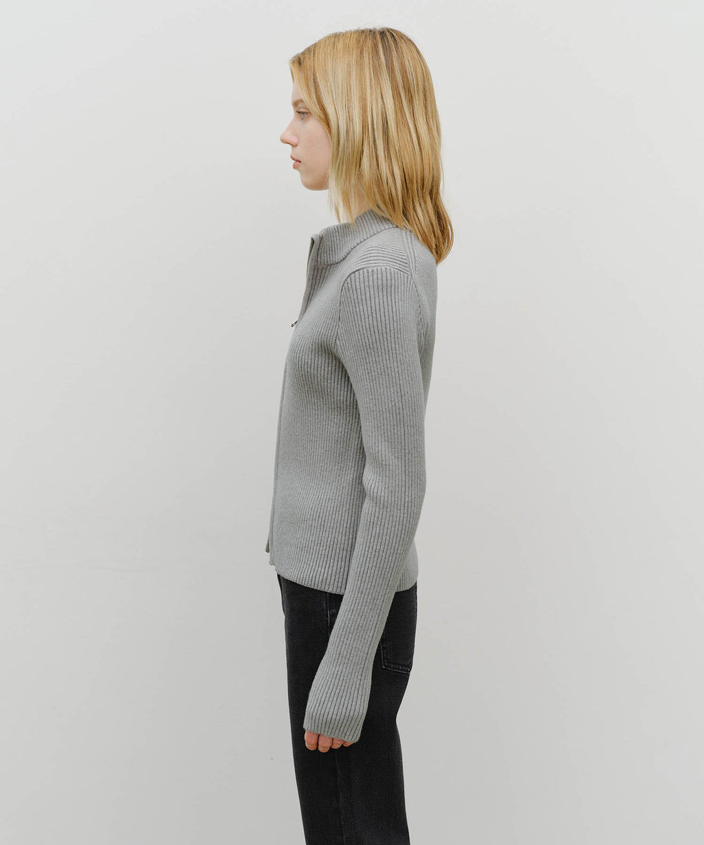 Marithe & Francois Girbaud - Two Way High Neck Zipup Cardigan (Heather Gray) product image 2 | TRAB K-Fashion Australia