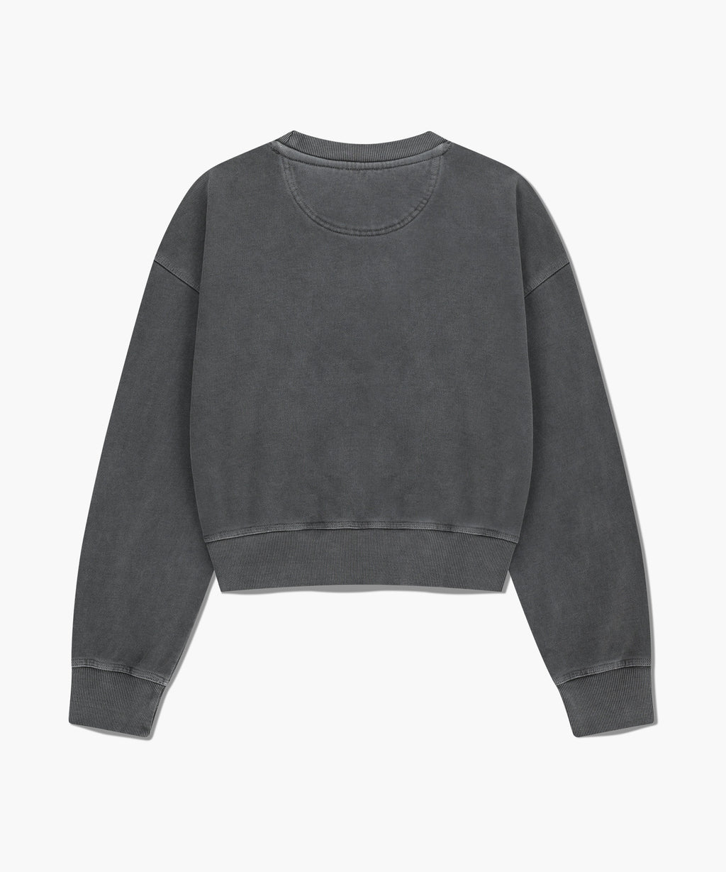 Marithe & Francois Girbaud - Classic Logo Garment Dyed Crop Sweatshirt (Charcoal) product image 2 | TRAB K-Fashion Australia