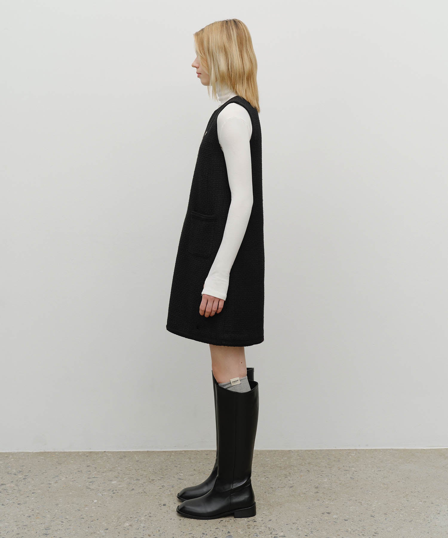 Marithe & Francois Girbaud - Tweed Sleeveless Dress (Black) product image 2 | TRAB K-Fashion Australia