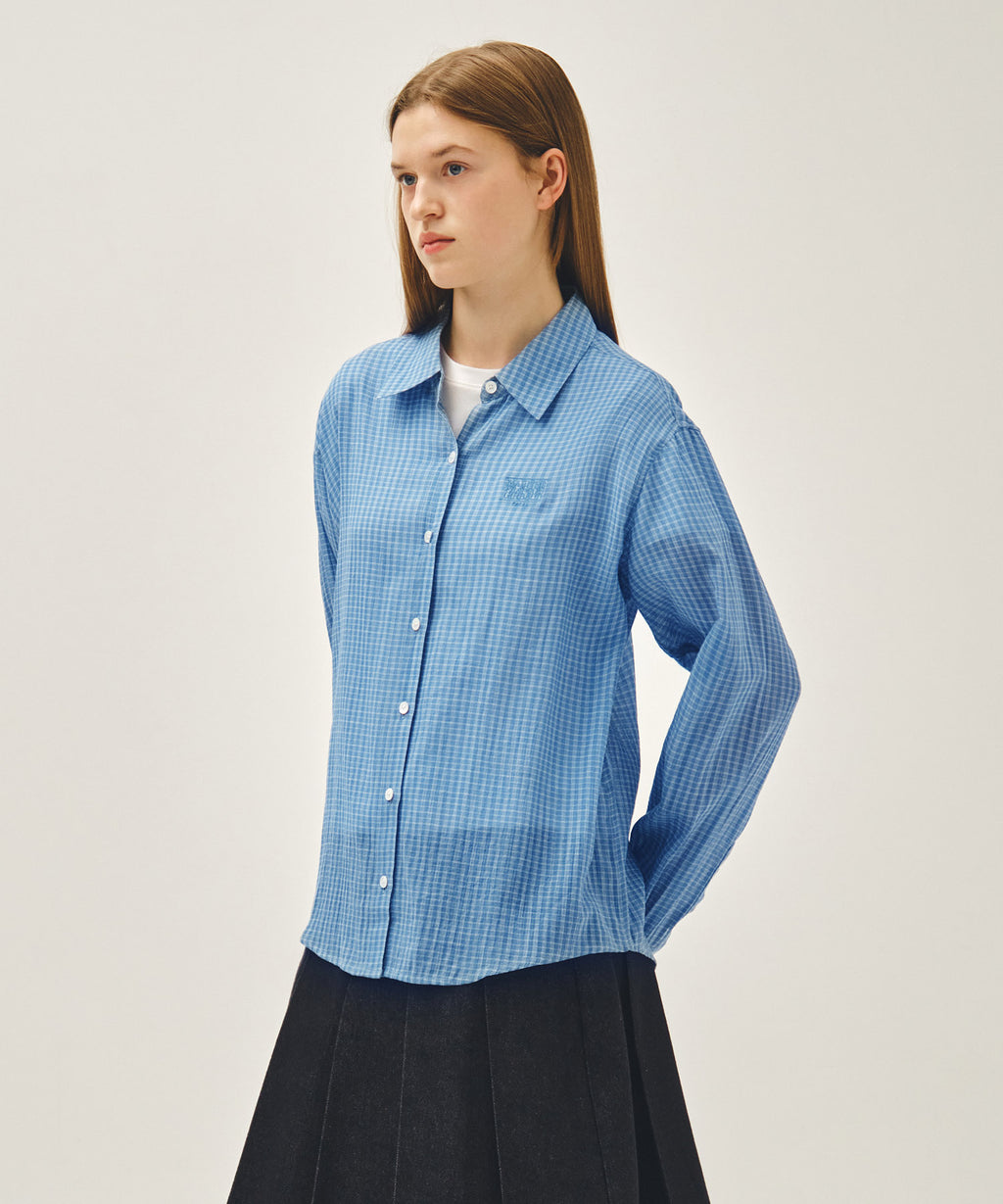 Marithe & Francois Girbaud - Pattern Sheer Shirt (Blue) product image 2 | TRAB K-Fashion Australia