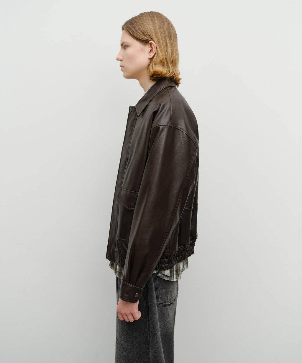 Marithe & Francois Girbaud - Faux Leather Padded Jacket (Brown) product image 5 | TRAB K-Fashion Australia