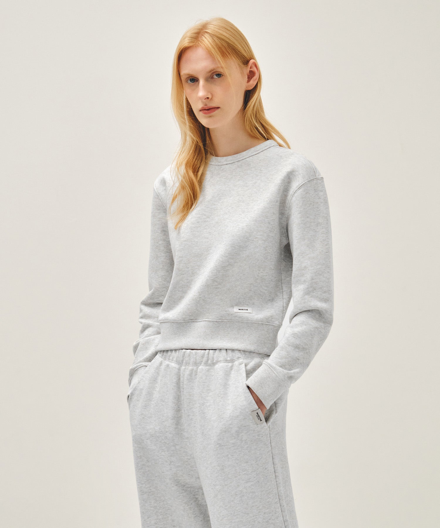 Marithe & Francois Girbaud - Basic Crop Sweatshirt (Light Heather Gray) product image 2 | TRAB K-Fashion Australia