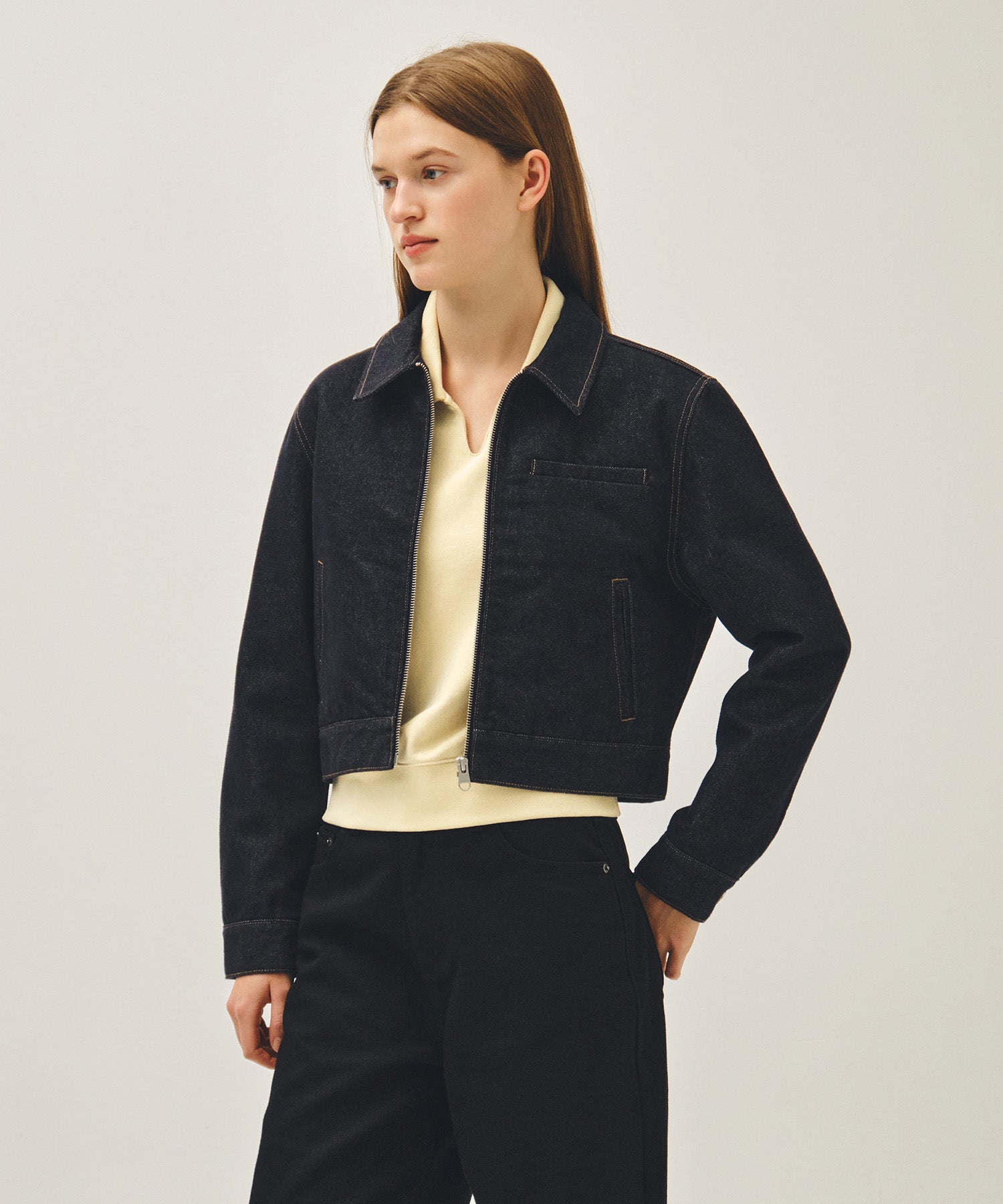 Marithe & Francois Girbaud - Crop Denim Blouson Jacket (Indigo) product image 2 | TRAB K-Fashion Australia
