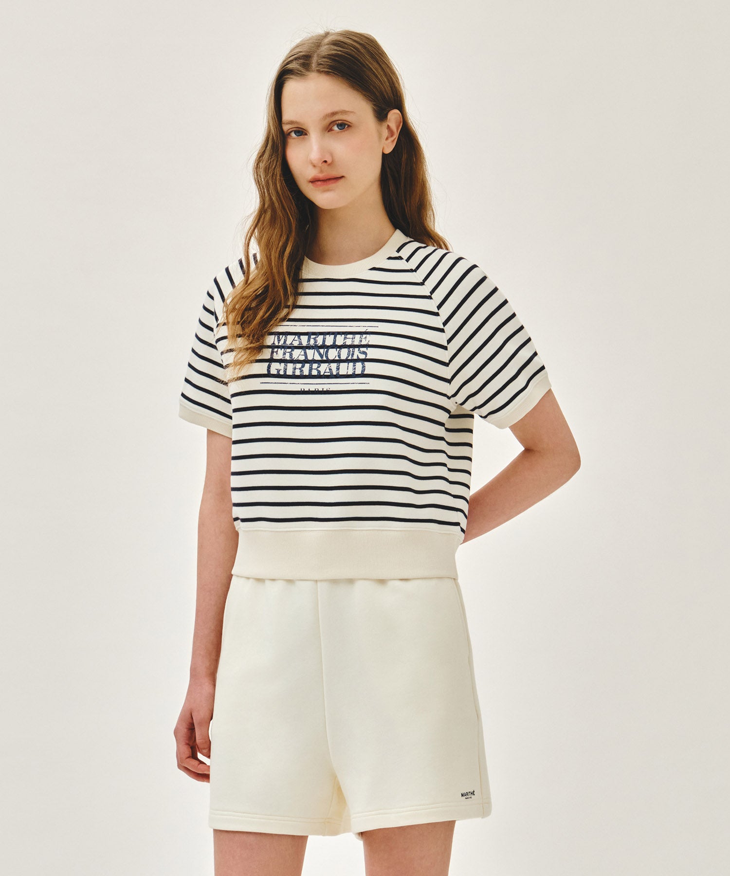 Marithe & Francois Girbaud - Vintage Classic Logo Half Sweatshirt (Ivory) product image 2 | TRAB K-Fashion Australia