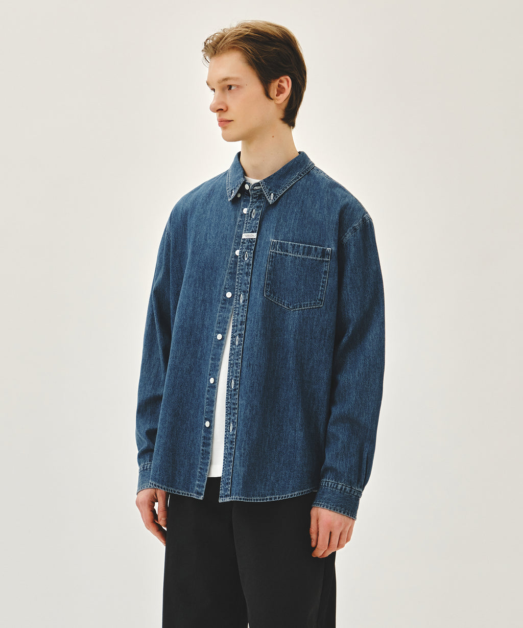 Marithe & Francois Girbaud - Uni Basic Denim Shirt (Blue) product image 2 | TRAB K-Fashion Australia