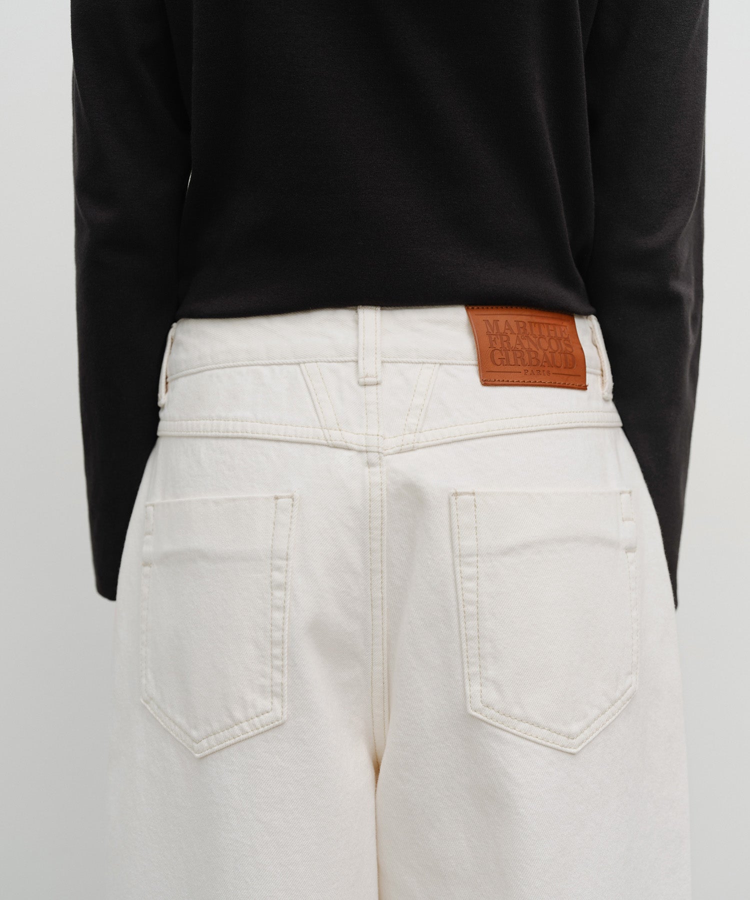 Marithe & Francois Girbaud - Low-waist Tuck Wide Denim Pants (Ecru) product image 3 | TRAB K-Fashion Australia
