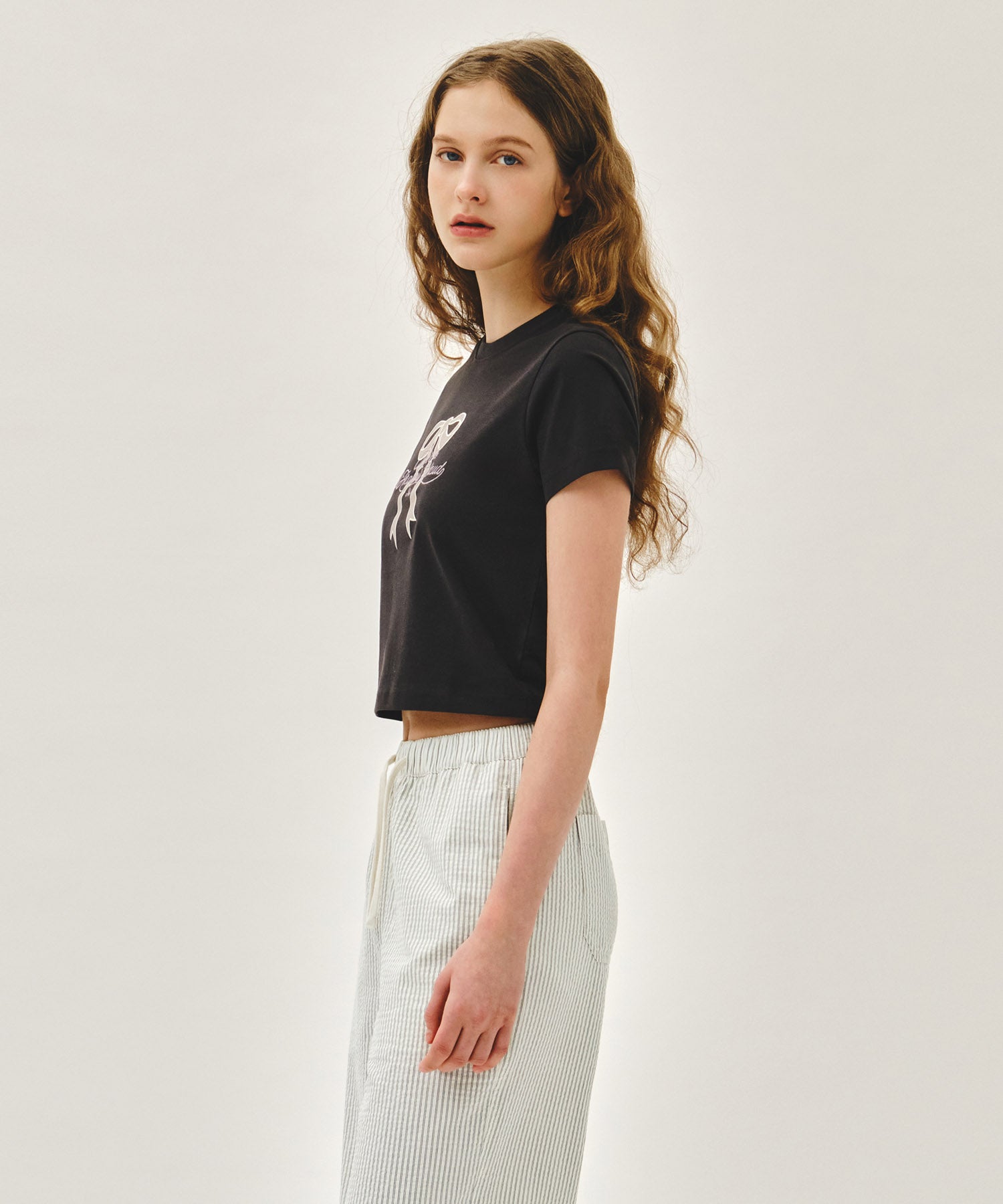 Marithe & Francois Girbaud - Sorona Cool Ribbon Graphic Crop Tee (Charcoal) product image 2 | TRAB K-Fashion Australia
