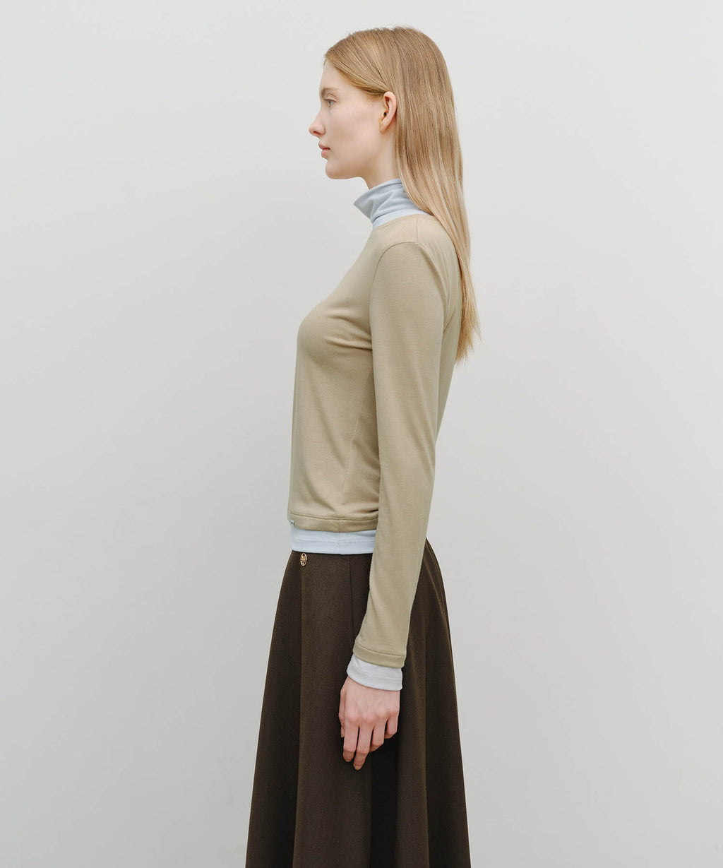 Marithe & Francois Girbaud - Layered Turtle Neck Long Sleeve (Light Brown) product image 2 | TRAB K-Fashion Australia