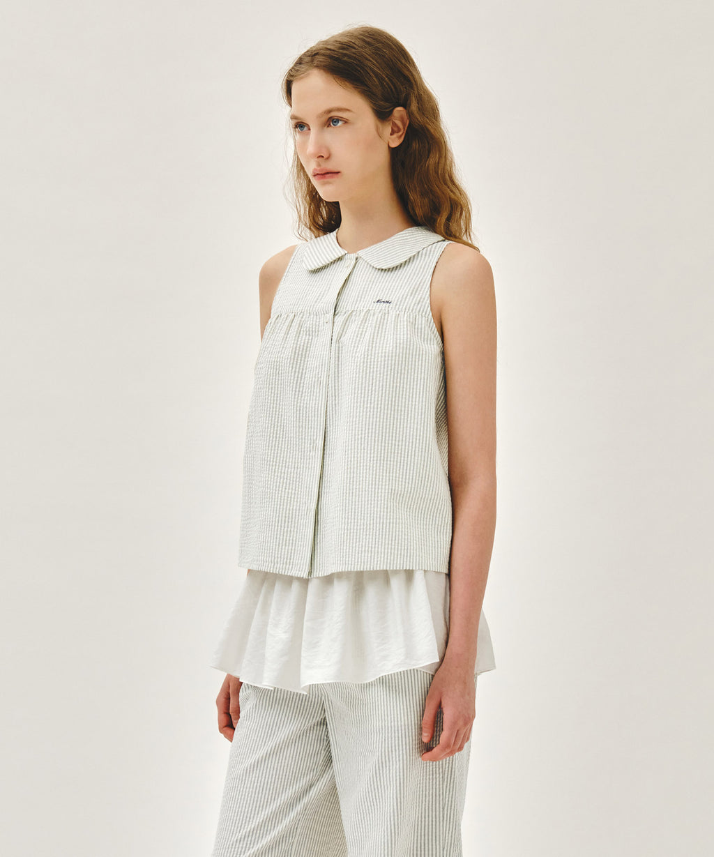 Marithe & Francois Girbaud - Round Collar Sleeveless Blouse (Ivory) product image 5 | TRAB K-Fashion Australia