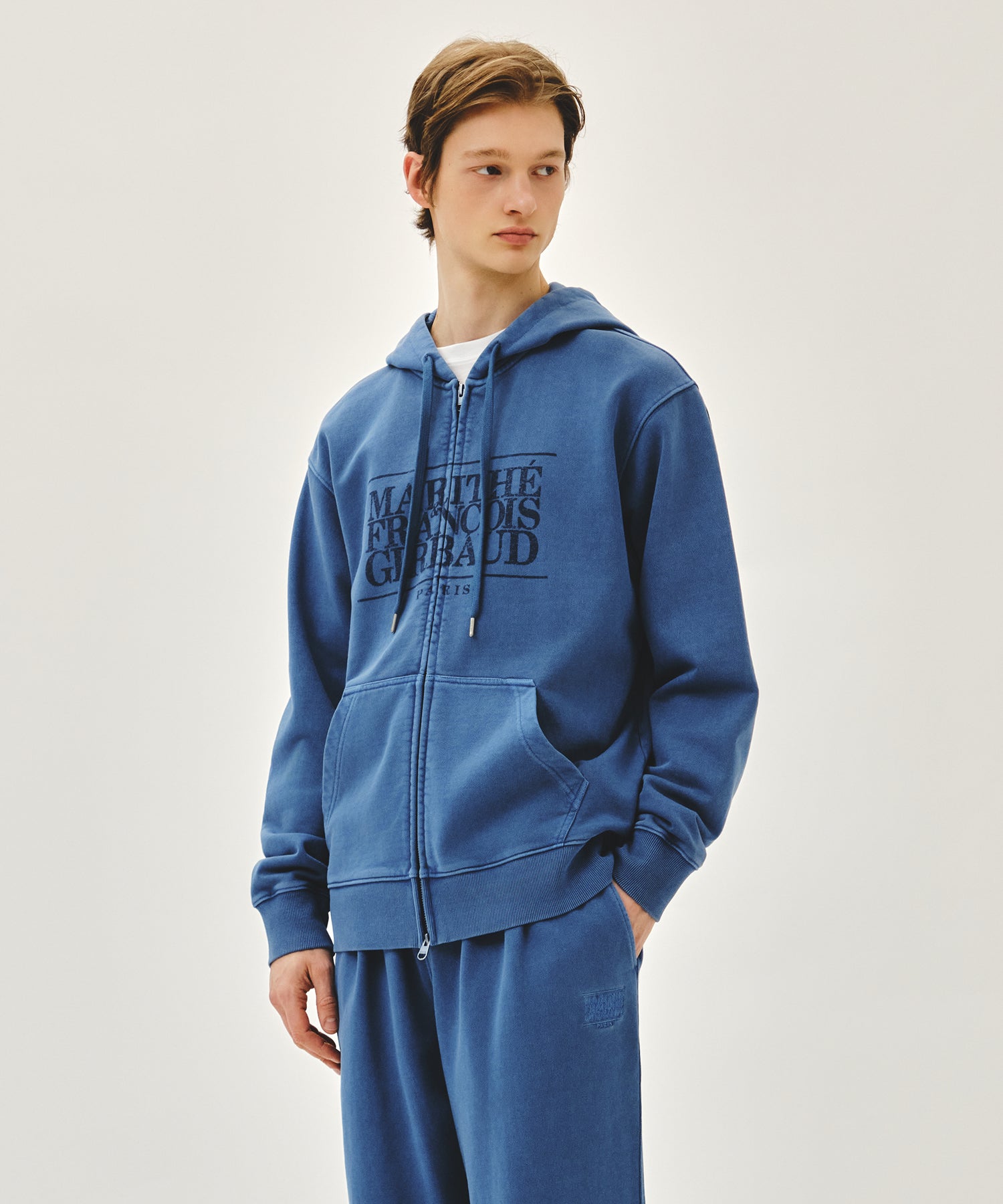 Marithe & Francois Girbaud - Classic Logo Dyeing Hoodie Zipup (Blue) product image 2 | TRAB K-Fashion Australia