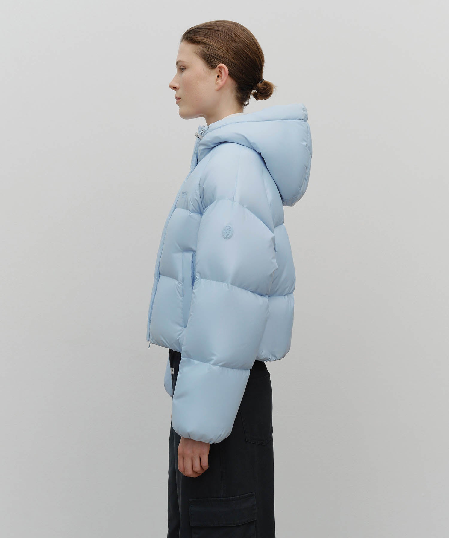 Marithe & Francois Girbaud - Regular Logo Hooded Crop Down Jacket (Light Blue) product image 6 | TRAB K-Fashion Australia