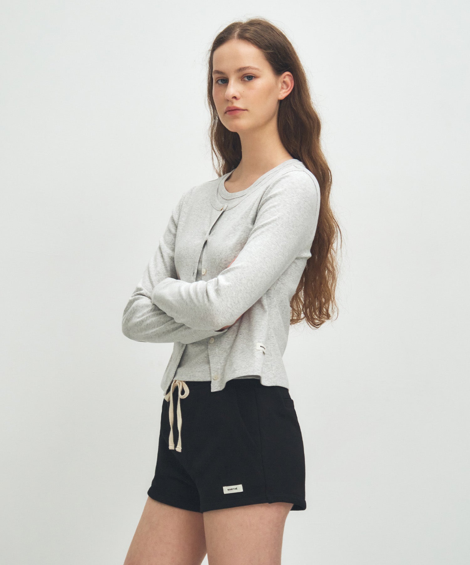 Marithe & Francois Girbaud - Basic Cotton Cardigan (Light Heather Gray) product image 2 | TRAB K-Fashion Australia