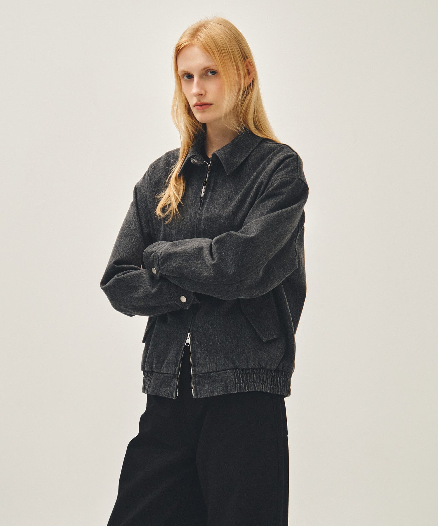 Marithe & Francois Girbaud - Denim Harrington Jacket (Gray) product image 2 | TRAB K-Fashion Australia