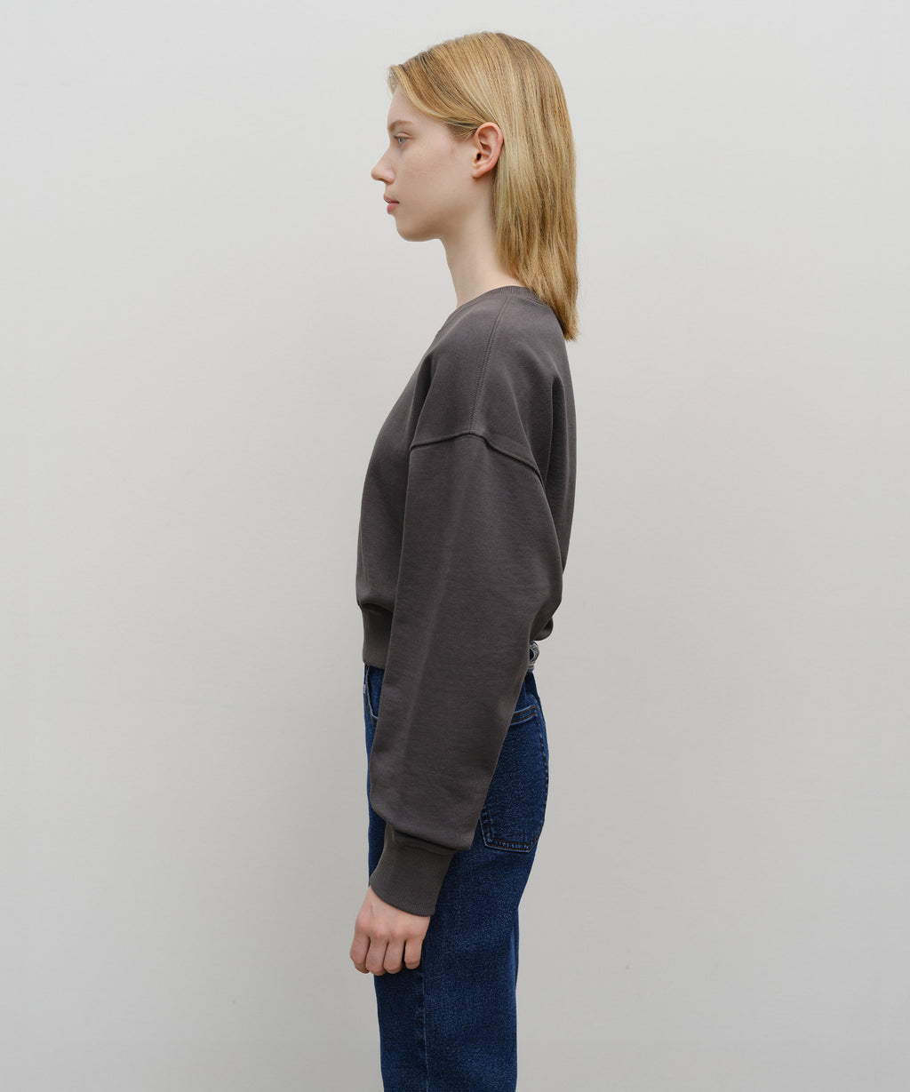 Marithe & Francois Girbaud - Small Classic Logo Crop Sweatshirt (Charcoal) product image 2 | TRAB K-Fashion Australia
