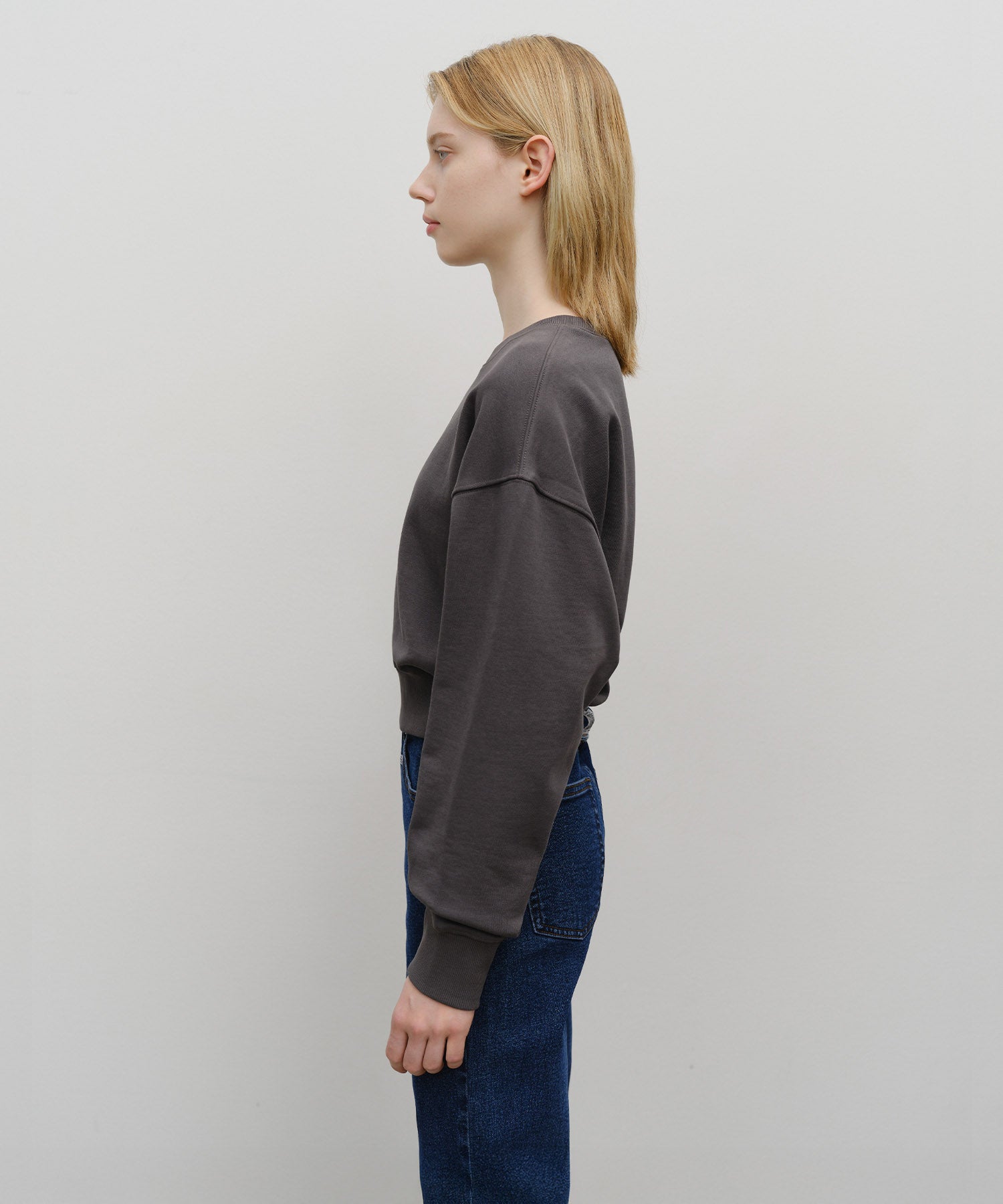 Marithe & Francois Girbaud - Small Classic Logo Crop Sweatshirt (Charcoal) product image 2 | TRAB K-Fashion Australia