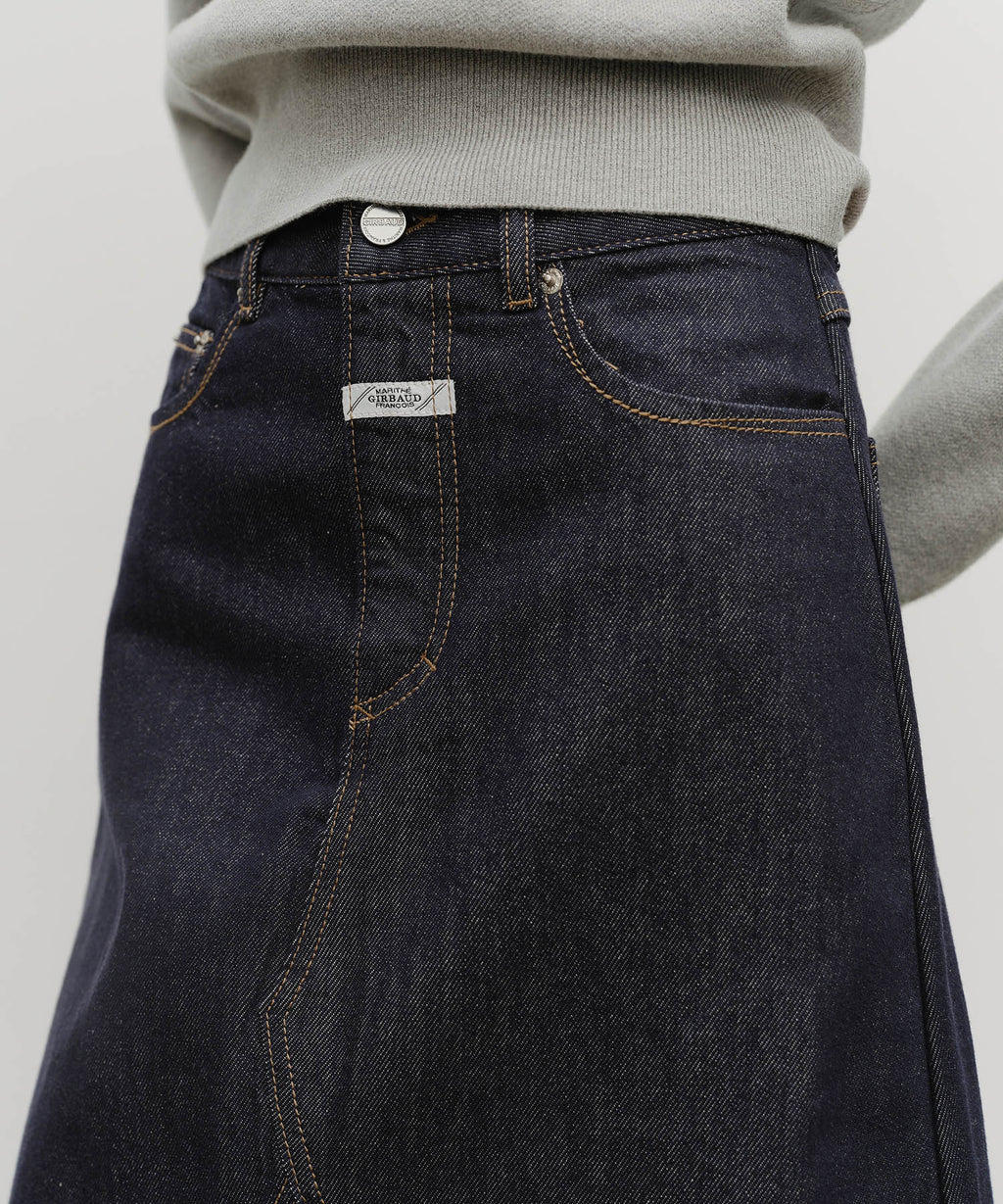 Marithe & Francois Girbaud - A-line Denim Midi Skirt (Dark Blue) product image 4 | TRAB K-Fashion Australia