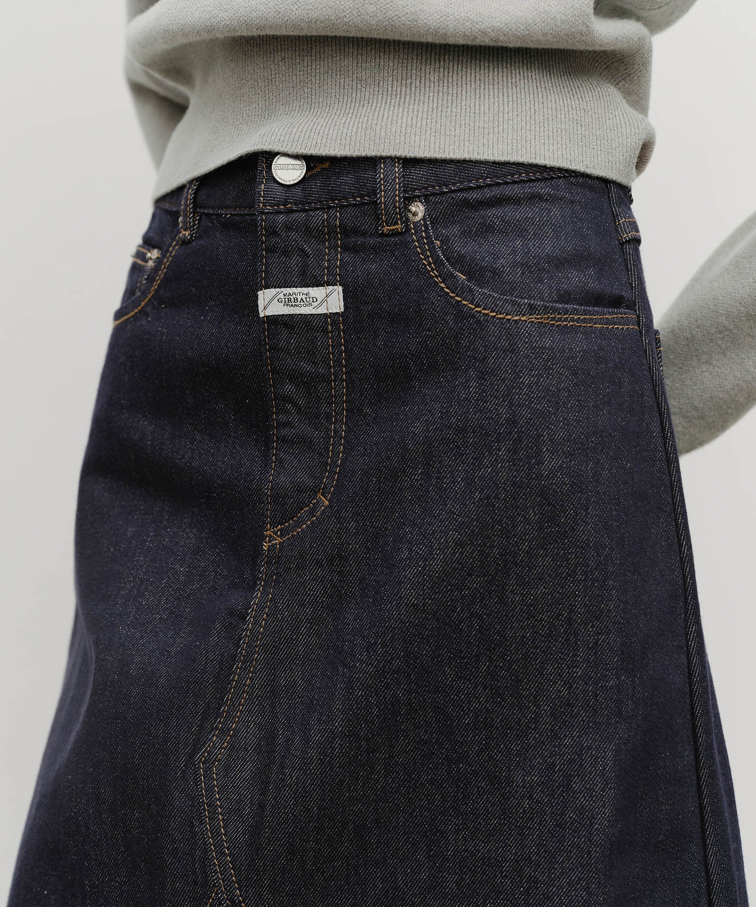 Marithe & Francois Girbaud - A-line Denim Midi Skirt (Dark Blue) product image 4 | TRAB K-Fashion Australia