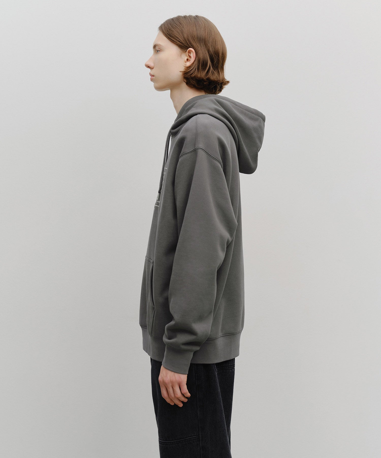 Marithe & Francois Girbaud - Classic Logo Embroidery Hoodie (brushed) (Charcoal) product image 5 | TRAB K-Fashion Australia