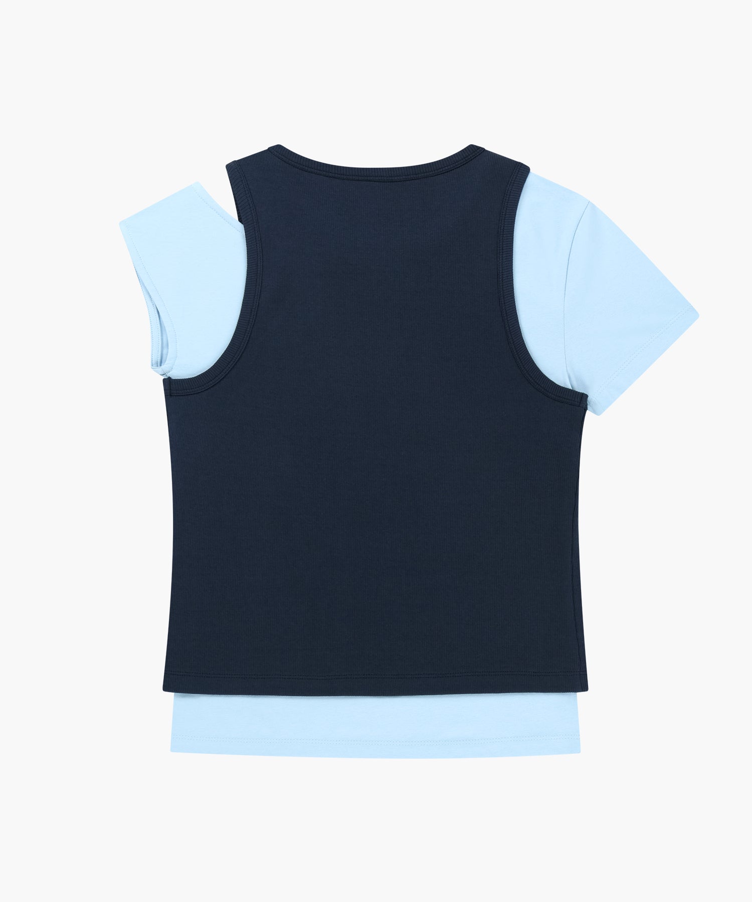 Marithe & Francois Girbaud - Small Classic Logo One Shoulder Layered Tee (Sky Blue) product image 2 | TRAB K-Fashion Australia
