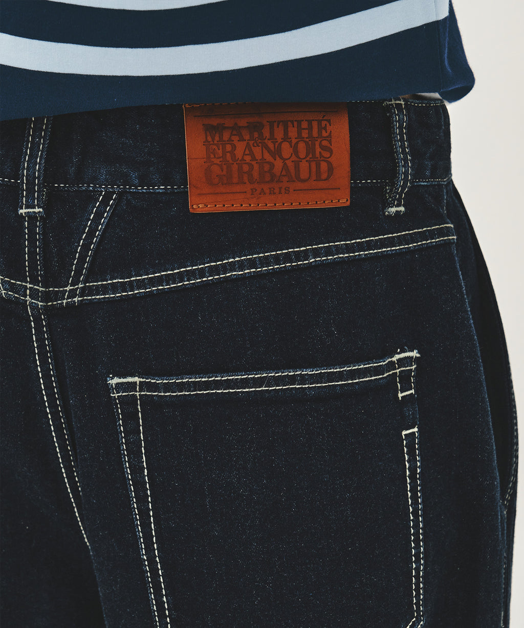 Marithe & Francois Girbaud - New M Low-waist Tuck Wide Denim Pants (Dark Blue) product image 2 | TRAB K-Fashion Australia