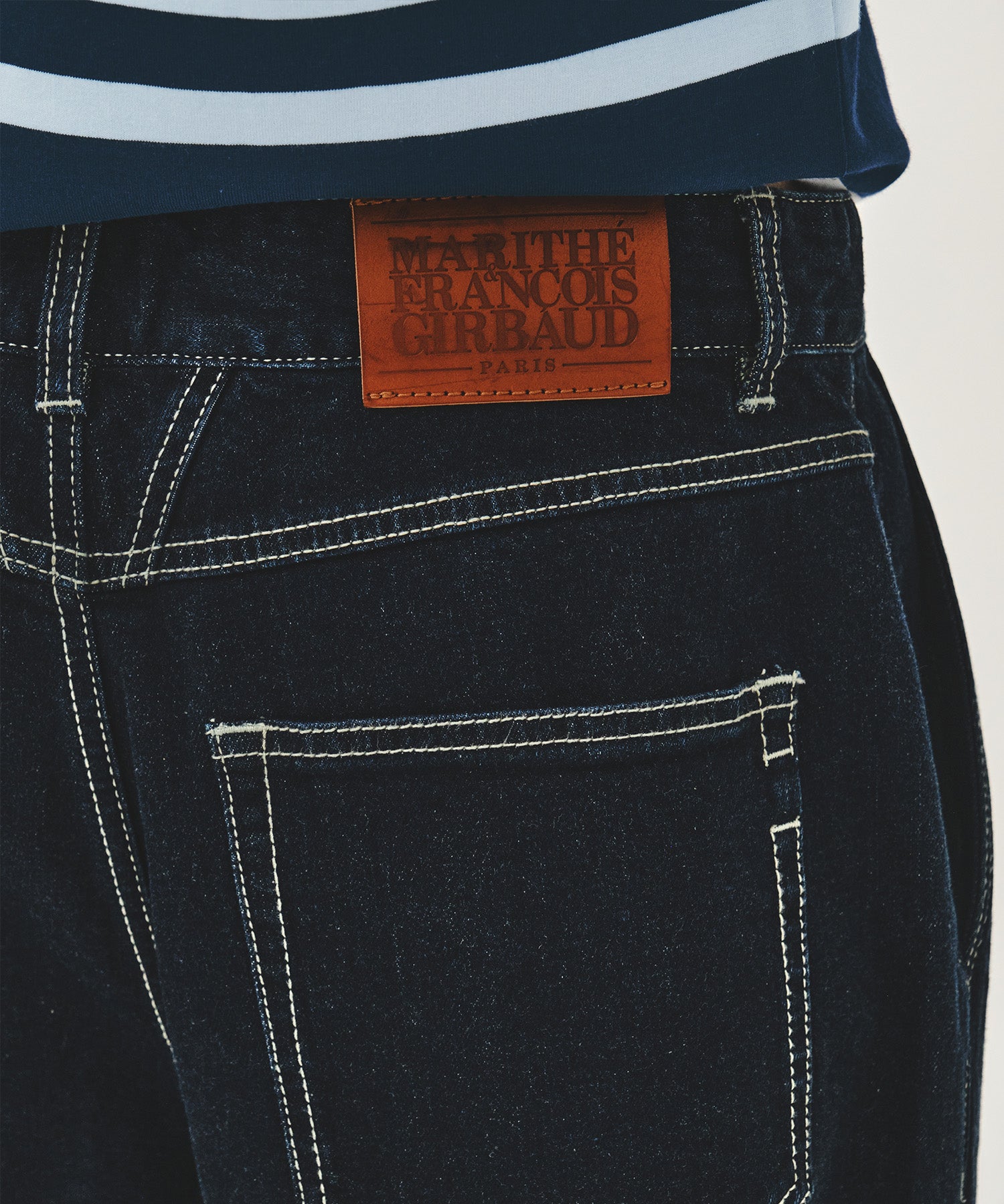 Marithe & Francois Girbaud - New M Low-waist Tuck Wide Denim Pants (Dark Blue) product image 2 | TRAB K-Fashion Australia
