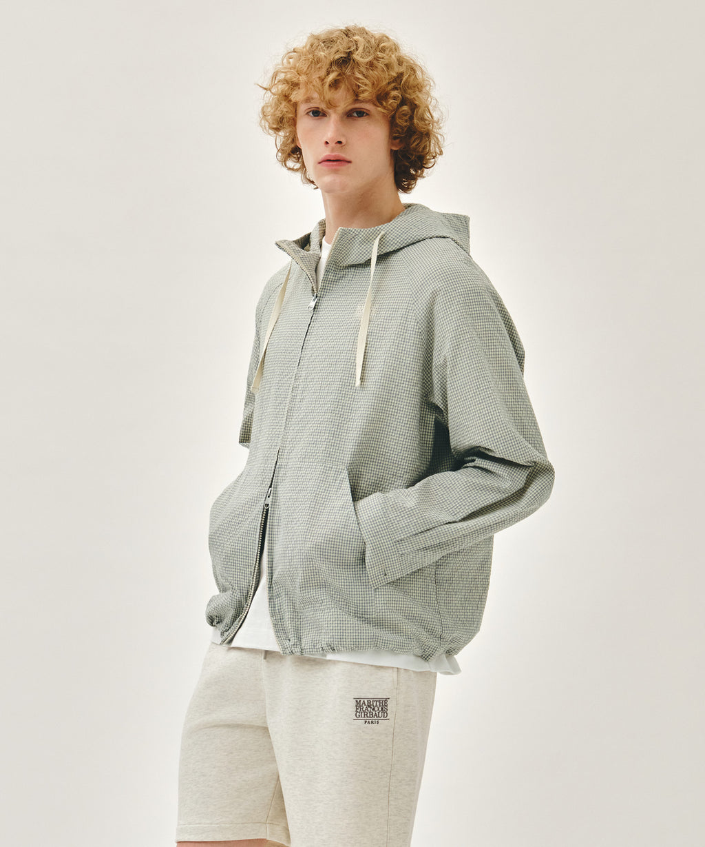 Marithe & Francois Girbaud - Classic Logo Hooded Pattern Jacket (Check) product image 2 | TRAB K-Fashion Australia