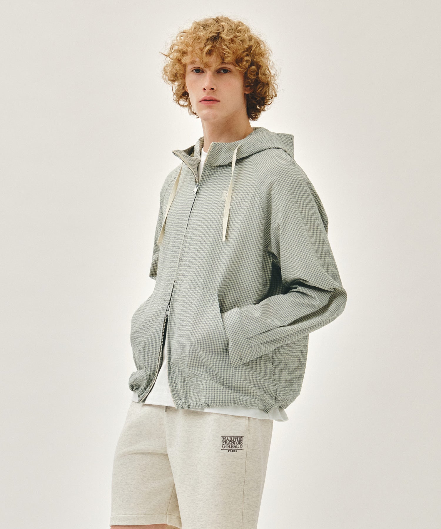 Marithe & Francois Girbaud - Classic Logo Hooded Pattern Jacket (Check) product image 2 | TRAB K-Fashion Australia