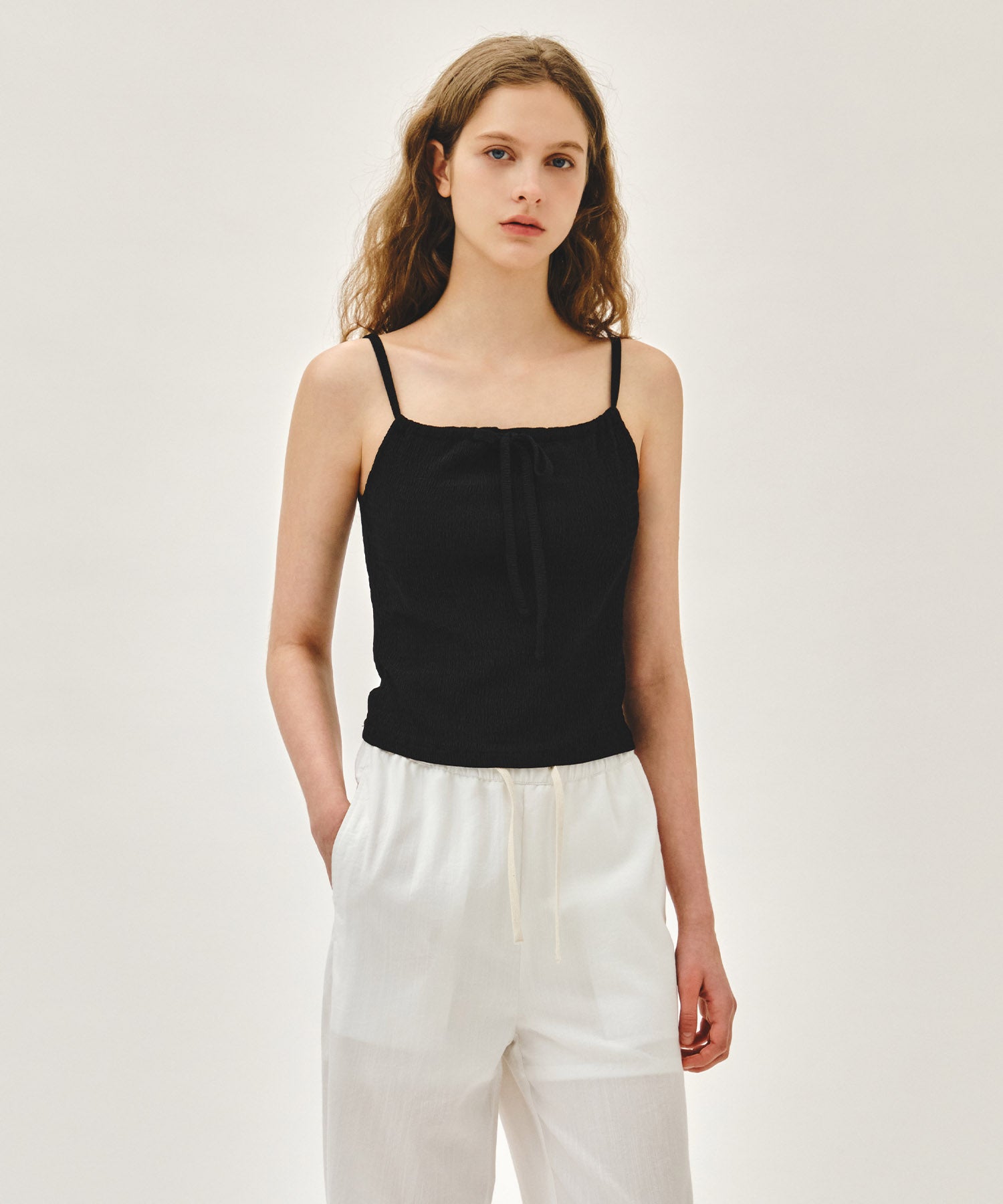 Marithe & Francois Girbaud - Crinkle Sleeveless + Cardigan Set (Black) product image 2 | TRAB K-Fashion Australia