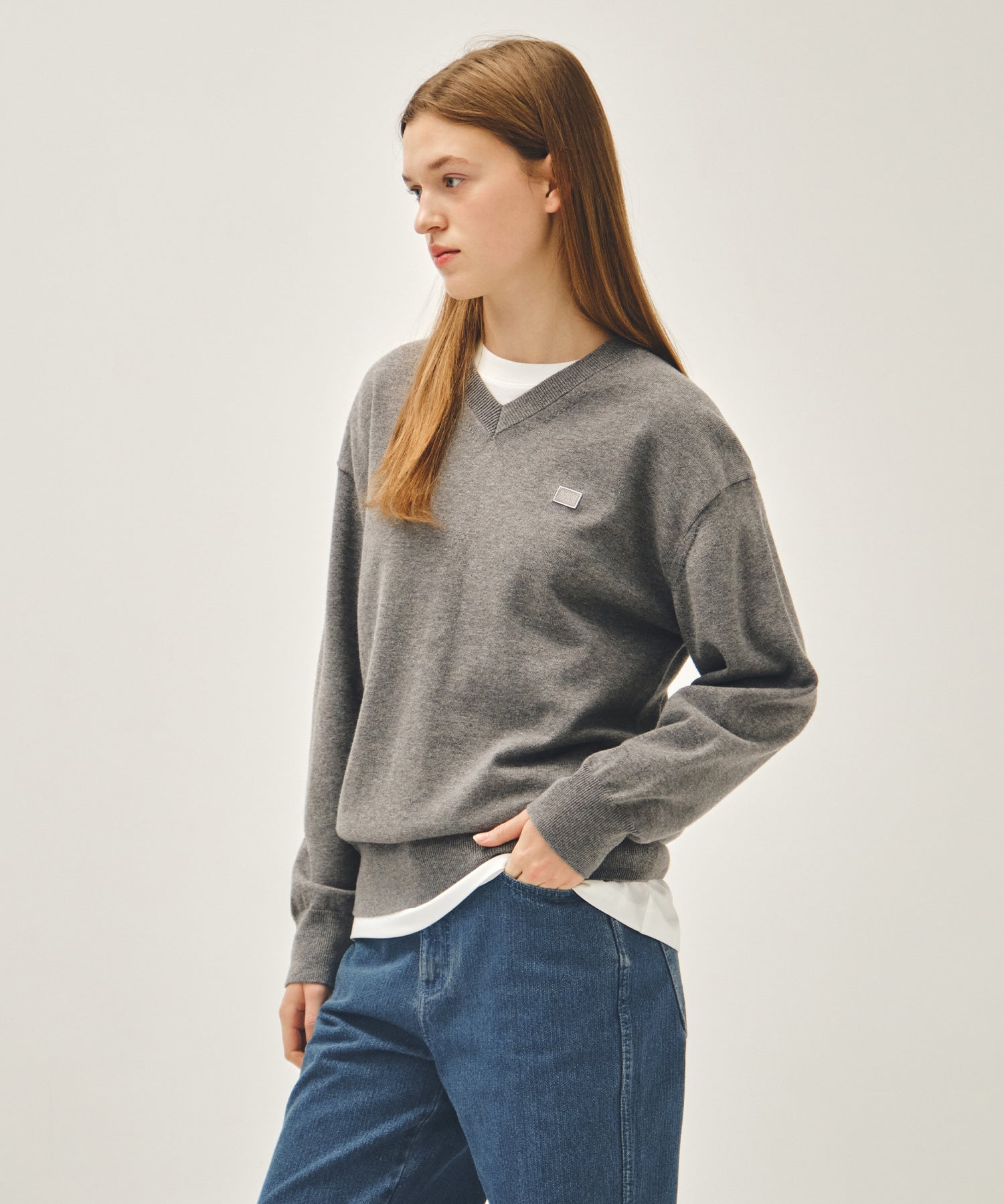 Marithe & Francois Girbaud - V-neck Knit Pullover (Heather Gray) product image 6 | TRAB K-Fashion Australia