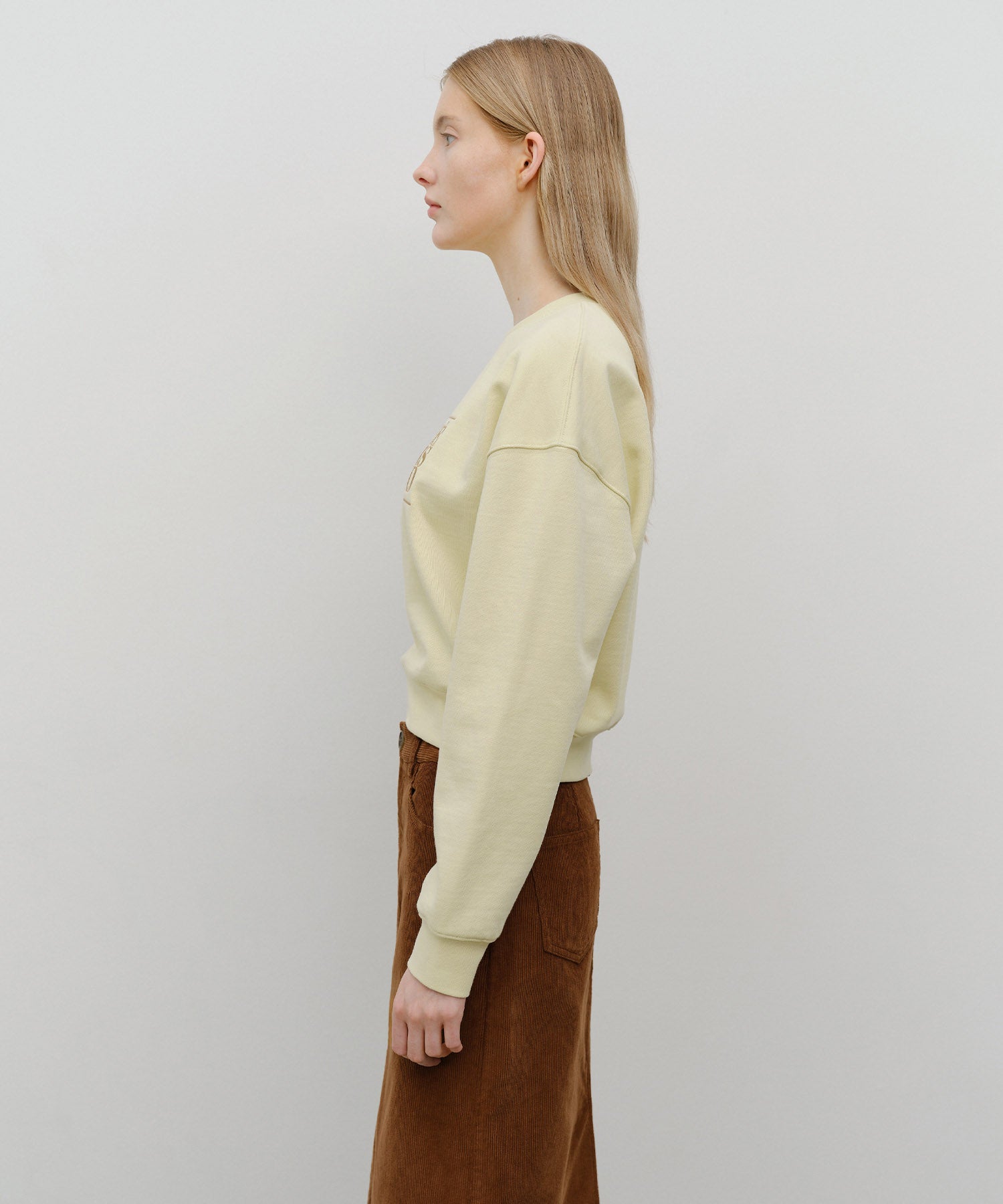 Marithe & Francois Girbaud - Classic Logo Crop Sweatshirt (Light Yellow) product image 2 | TRAB K-Fashion Australia