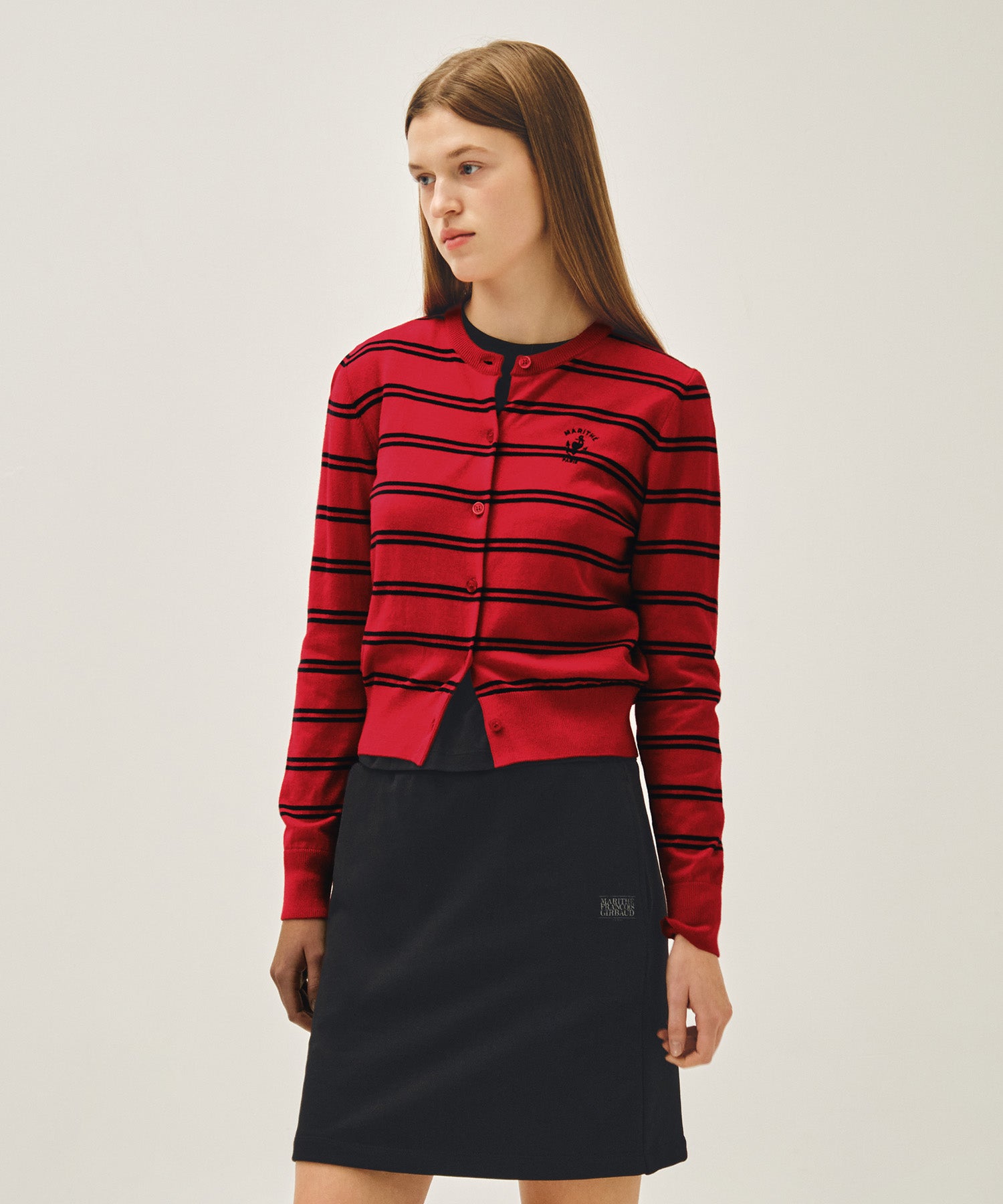 Marithe & Francois Girbaud - Stripe Knit Cardigan (Red) product image 2 | TRAB K-Fashion Australia