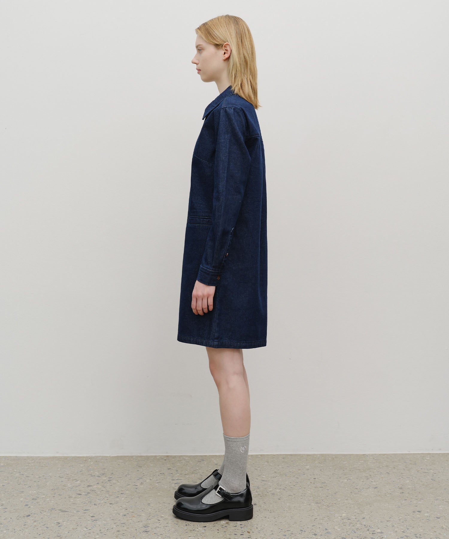 Marithe & Francois Girbaud - Denim Long Sleeve Dress (Dark Blue) product image 2 | TRAB K-Fashion Australia