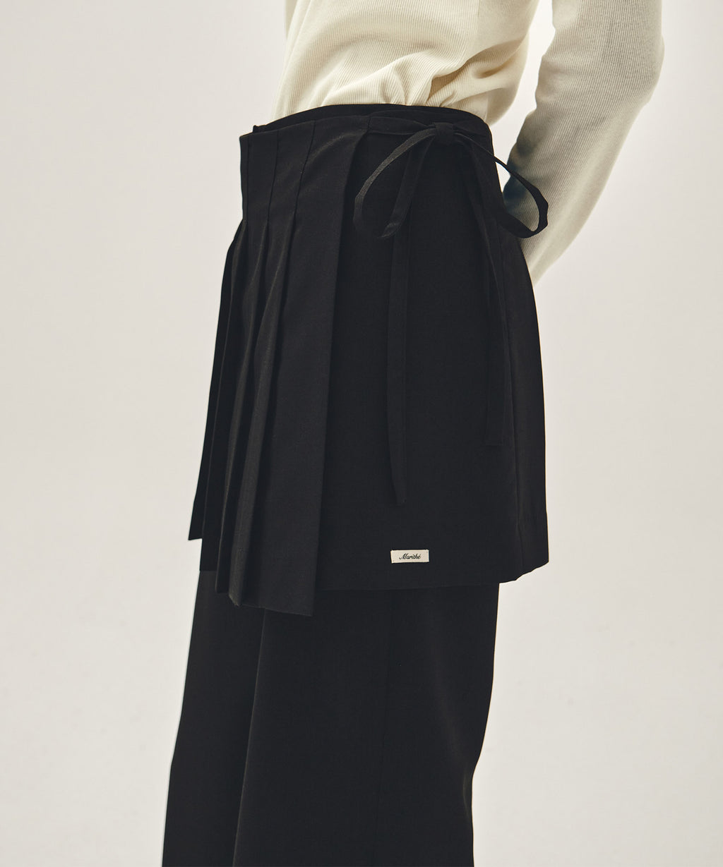 Marithe & Francois Girbaud - Layered Pleats Skirt Pants (Black) product image 2 | TRAB K-Fashion Australia