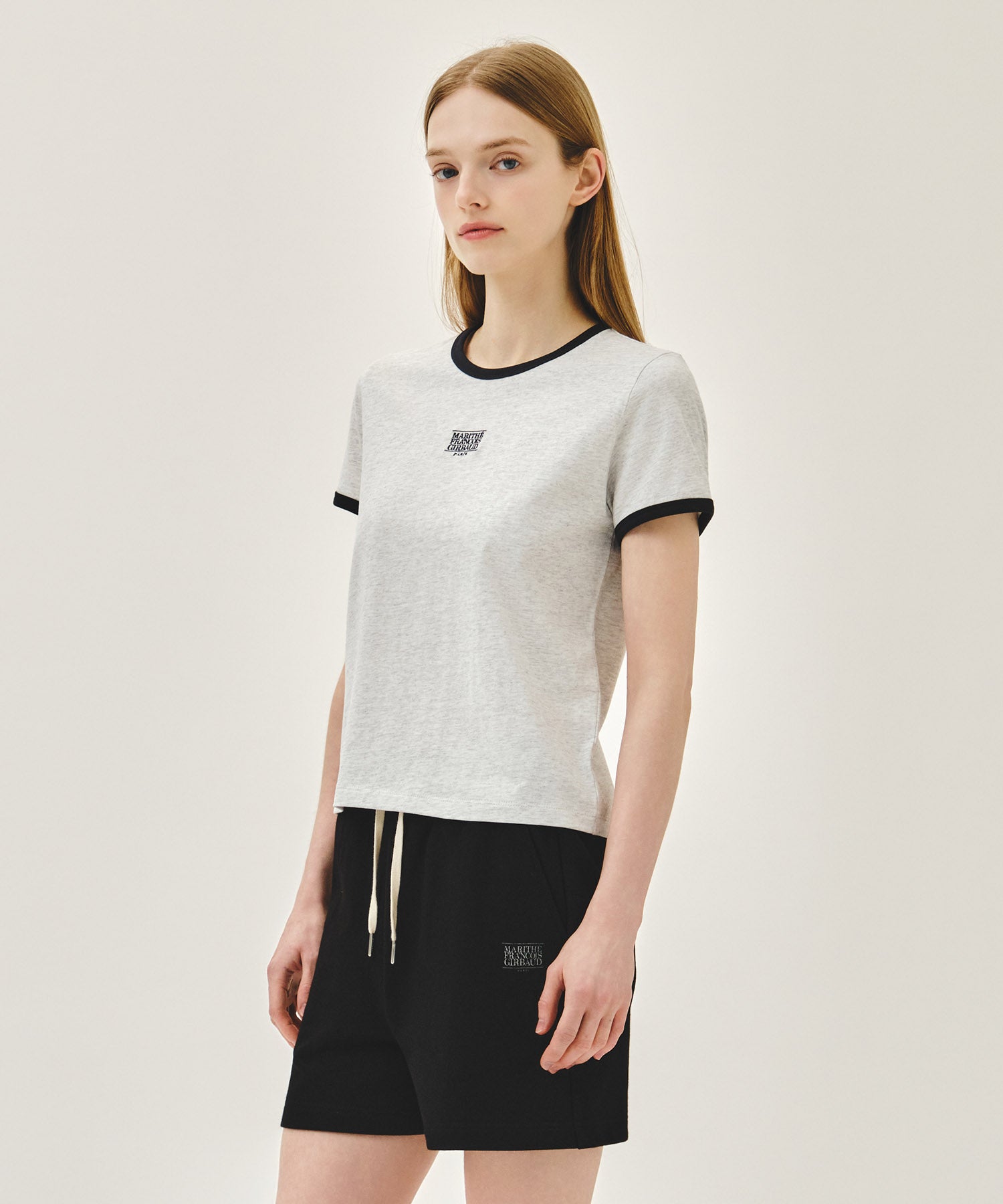 Marithe & Francois Girbaud - Classic Logo Ringer Tee (Light Heather Gray) product image 2 | TRAB K-Fashion Australia