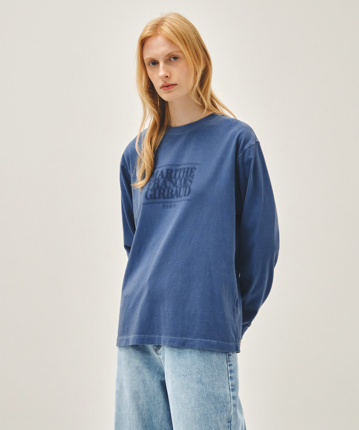 Marithe & Francois Girbaud - Shadow Classic Logo Dyeing Long Sleeve Tee (Blue) product image 2 | TRAB K-Fashion Australia