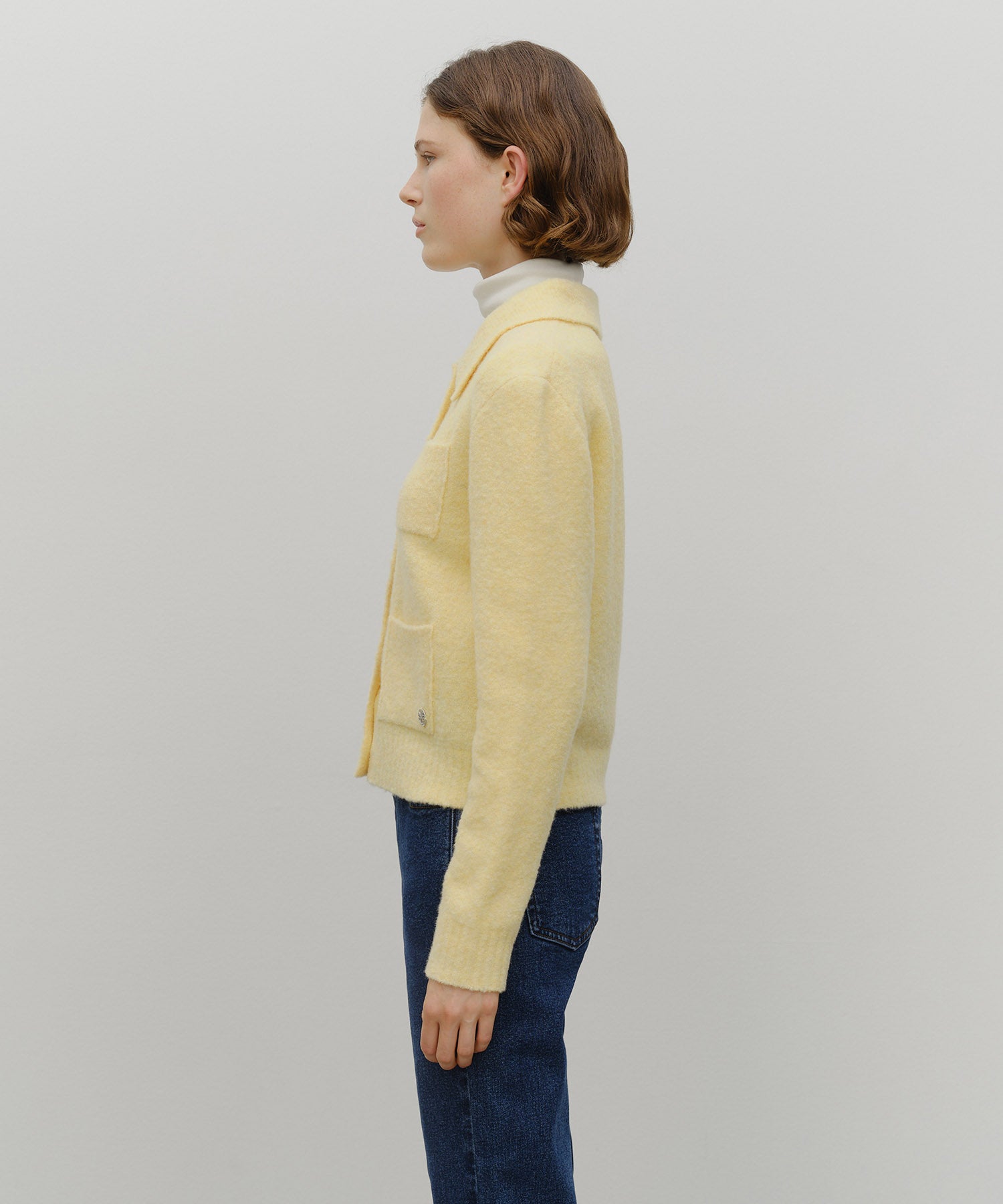 Marithe & Francois Girbaud - 3 Pocket Boucle Cardigan (Yellow) product image 2 | TRAB K-Fashion Australia