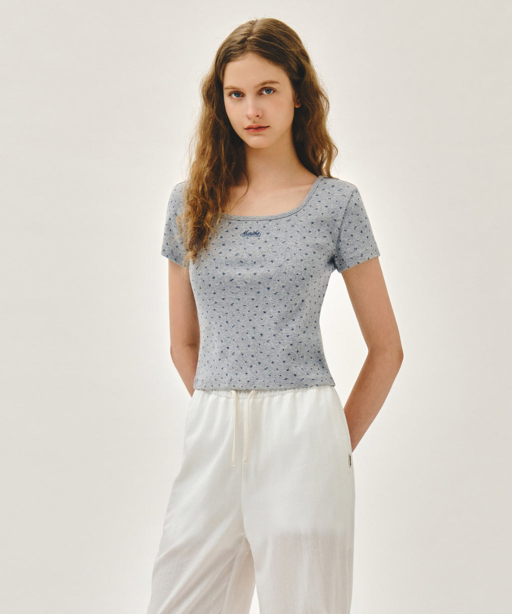 Marithe & Francois Girbaud - Flower Slim Crop Tee (Melange Gray) product image 2 | TRAB K-Fashion Australia