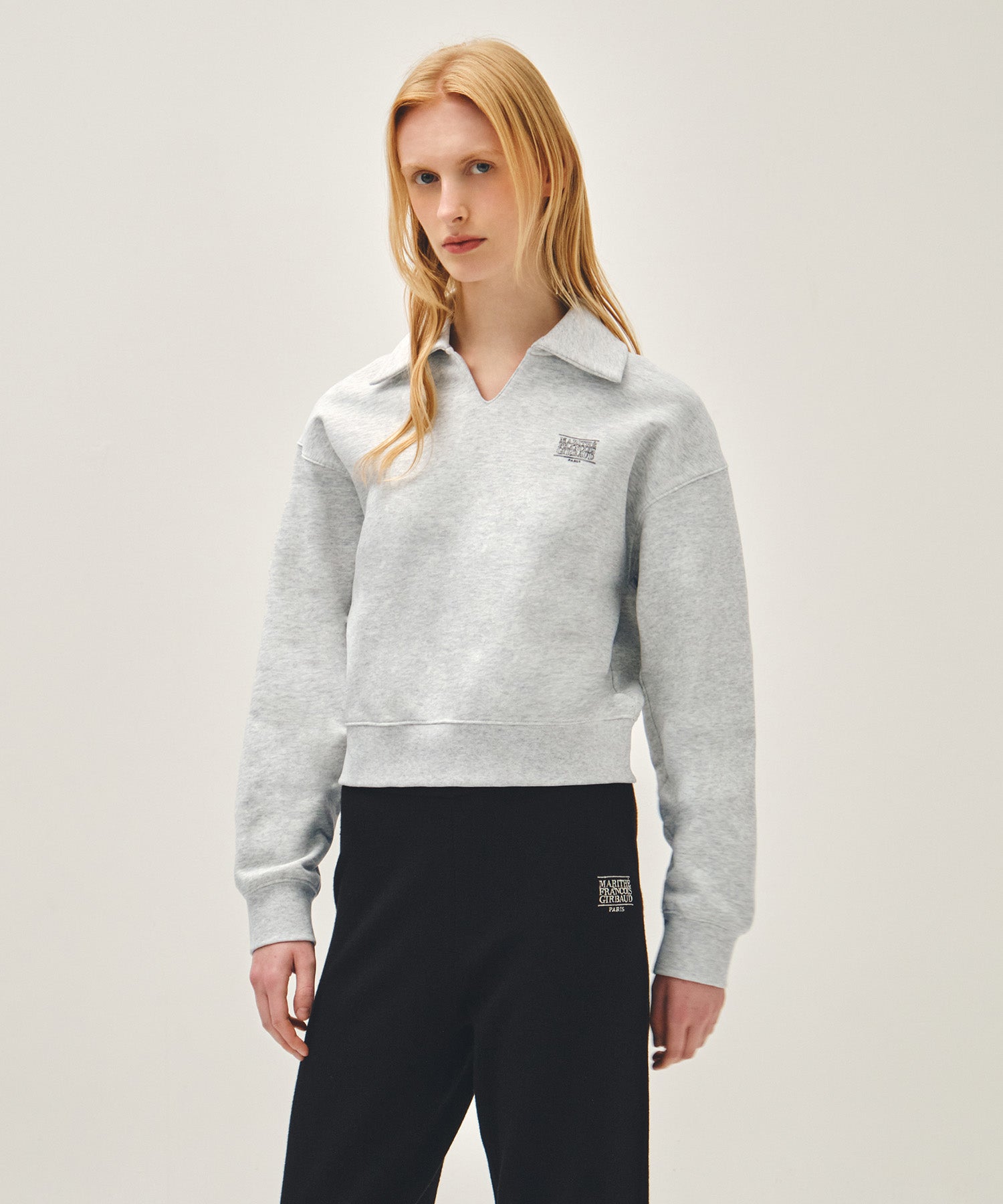 Marithe & Francois Girbaud - Doodle Classic Logo Collar Sweatshirt (Light Heather Gray) product image 2 | TRAB K-Fashion Australia