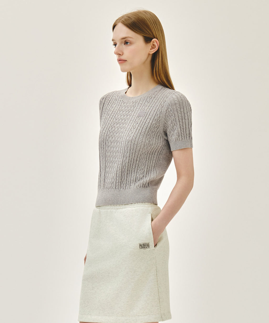 Marithe & Francois Girbaud - Cable Half Knit Pullover (Light Heather Gray) product image 2 | TRAB K-Fashion Australia