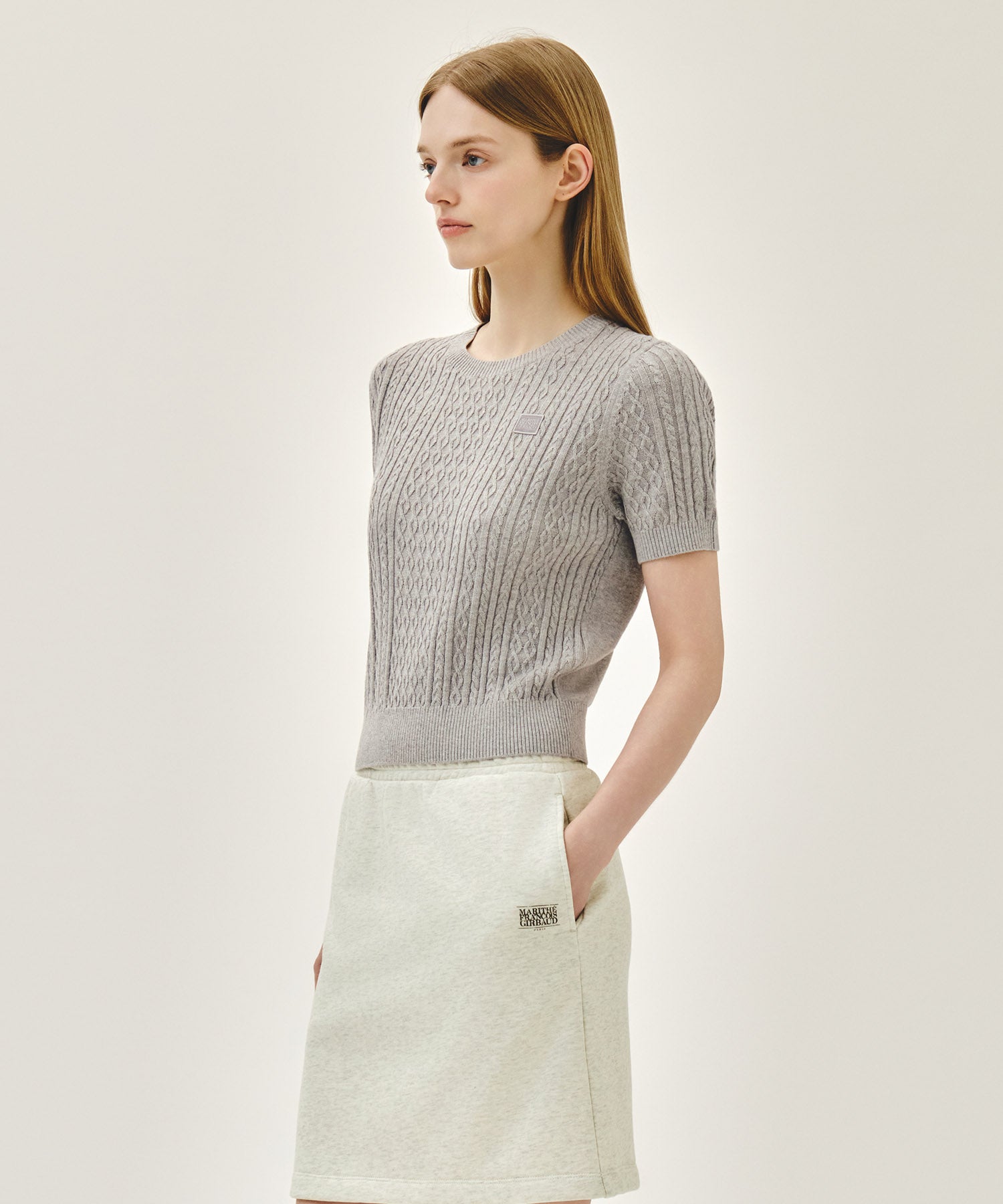 Marithe & Francois Girbaud - Cable Half Knit Pullover (Light Heather Gray) product image 2 | TRAB K-Fashion Australia