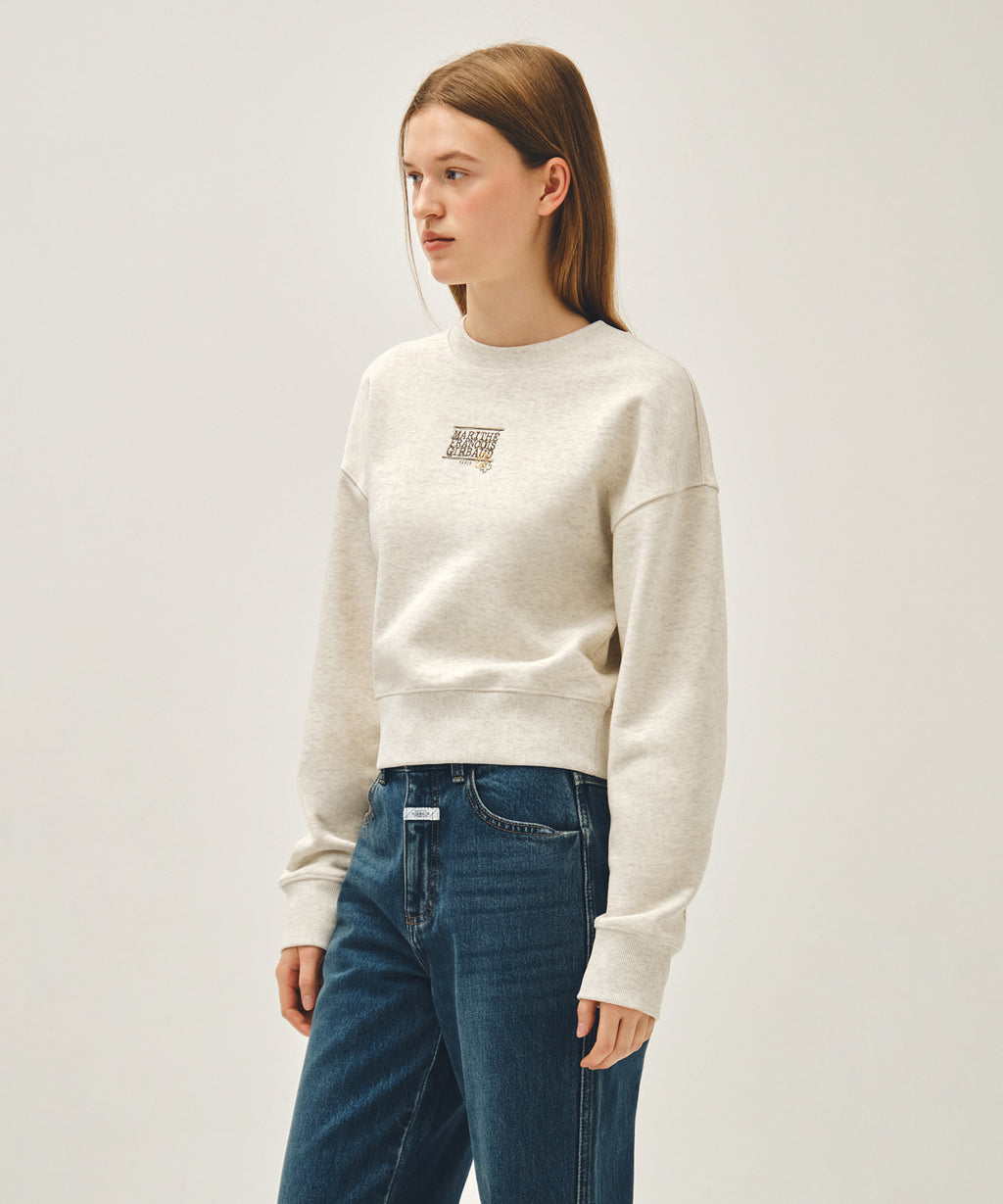 Marithe & Francois Girbaud - Flower Classic Logo Crop Sweatshirt (Oatmeal) product image 2 | TRAB K-Fashion Australia