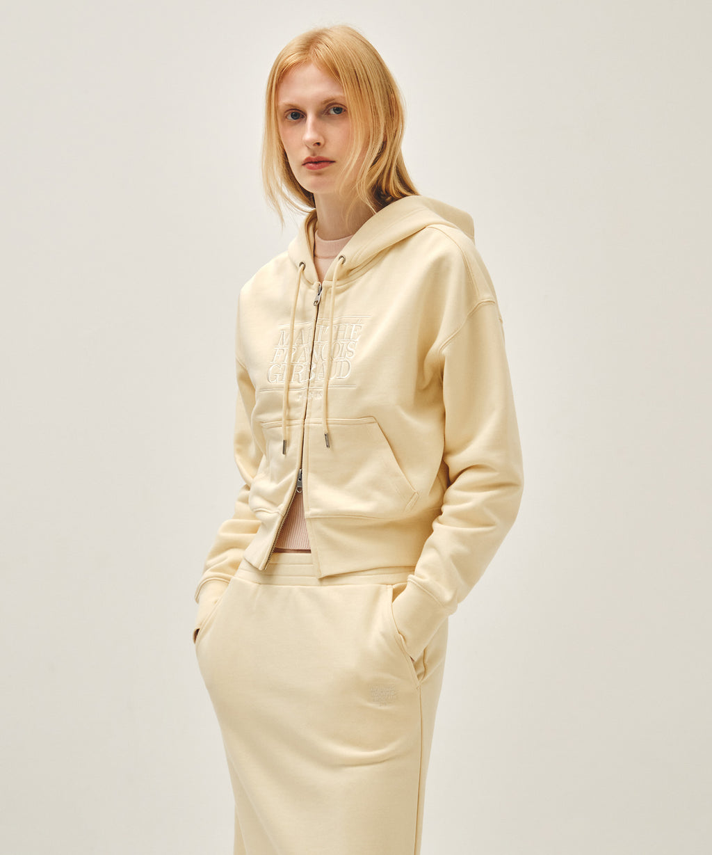 Marithe & Francois Girbaud - Classic Logo Crop Hoodie Zipup (Butter) product image 2 | TRAB K-Fashion Australia