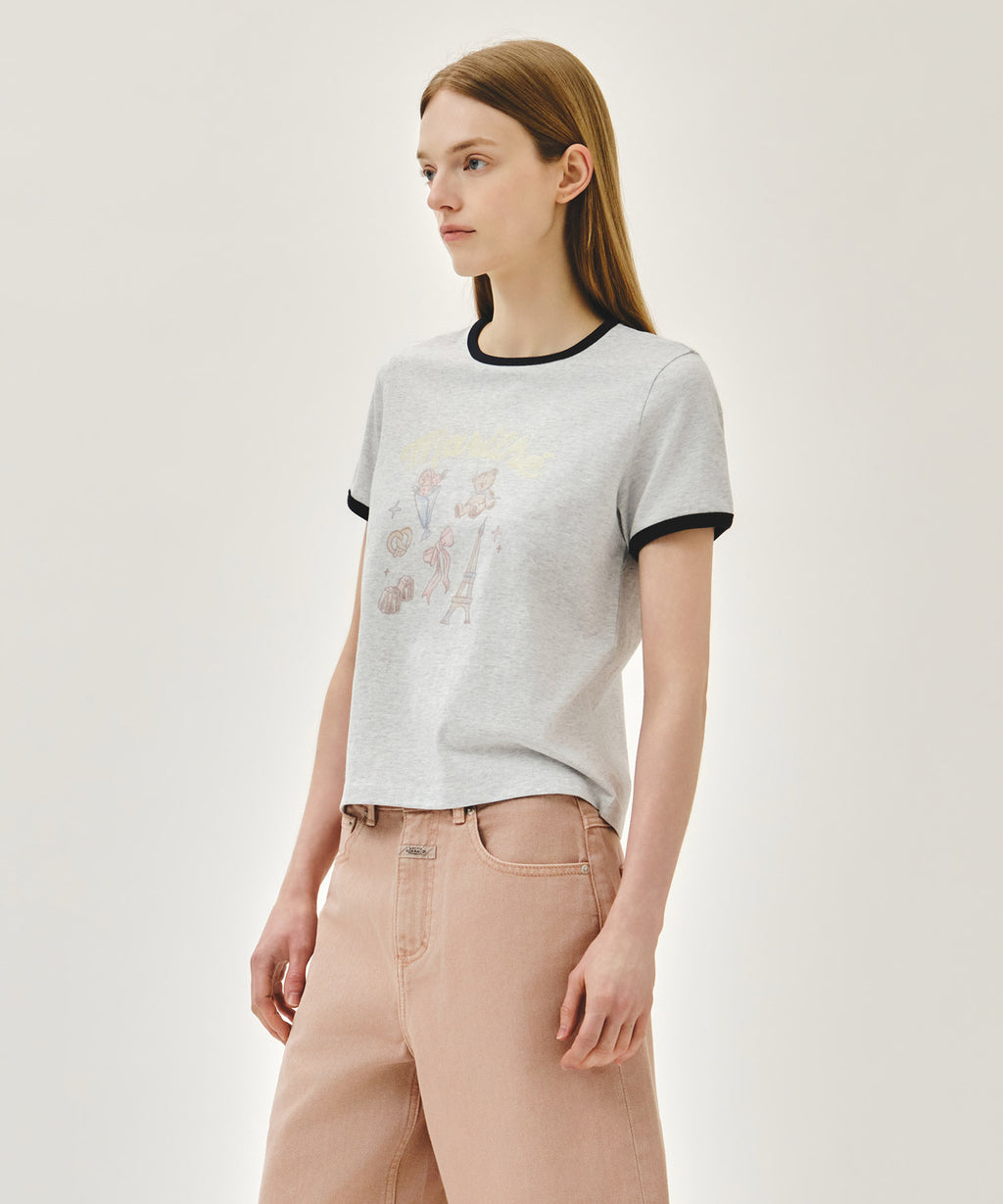 Marithe & Francois Girbaud - Paris Graphic Ringer Tee (Light Heather Gray) product image 2 | TRAB K-Fashion Australia