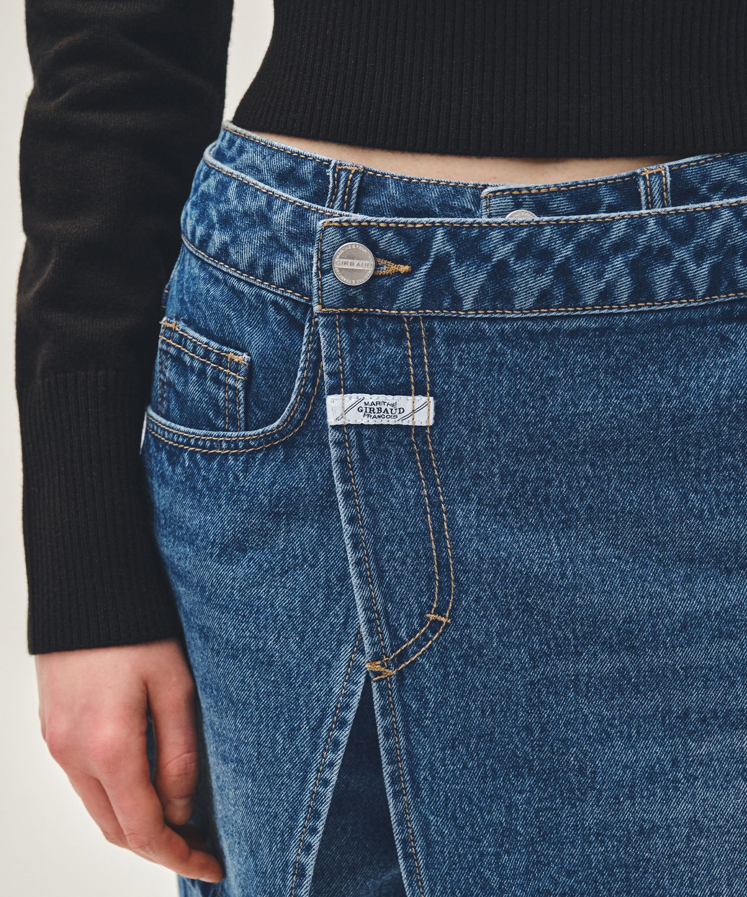 Marithe & Francois Girbaud - Layered Skirt Denim Pants (Blue) product image 4 | TRAB K-Fashion Australia
